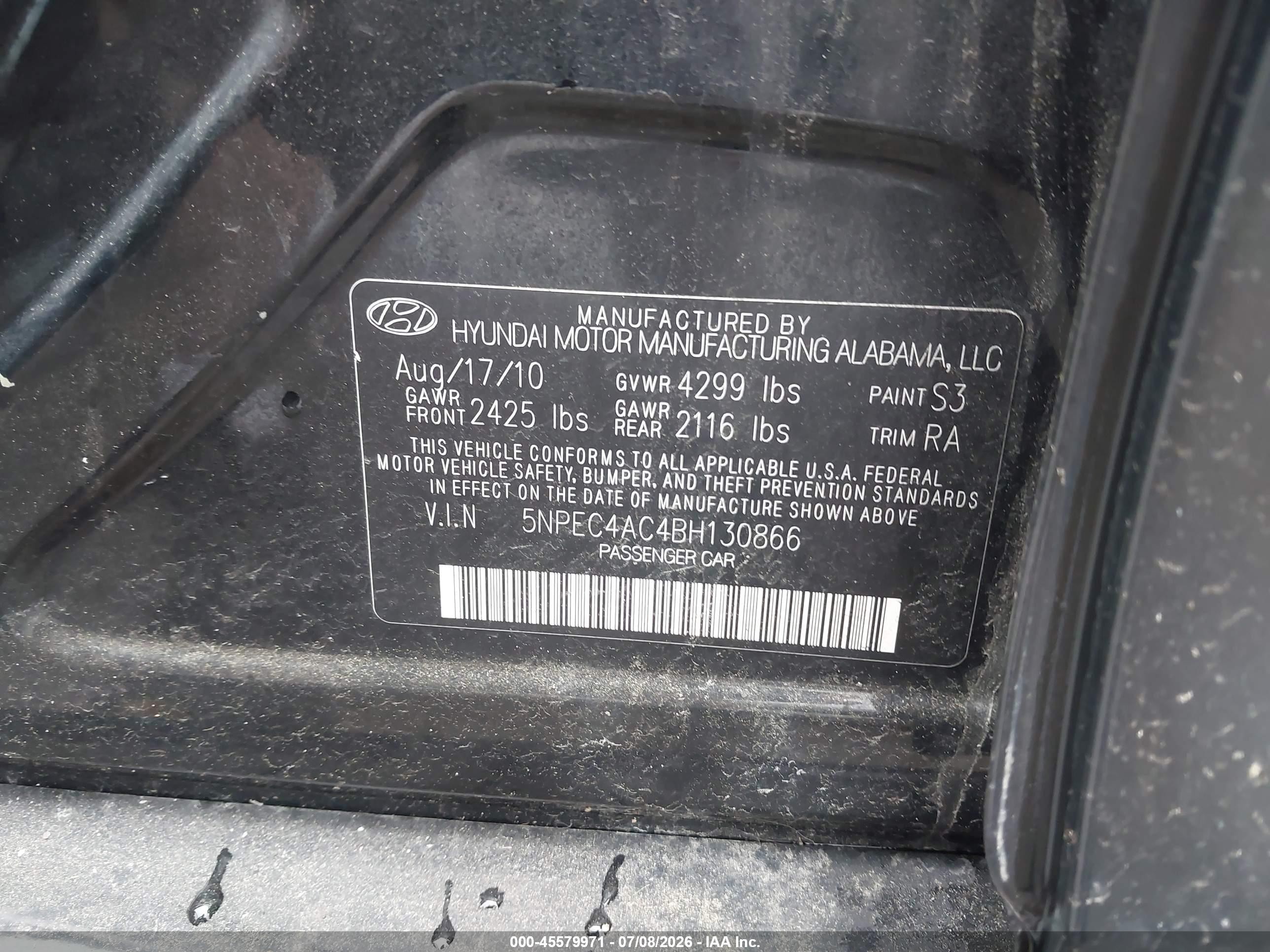 2011 Hyundai Sonata Limited Black vin: 5NPEC4AC4BH130866