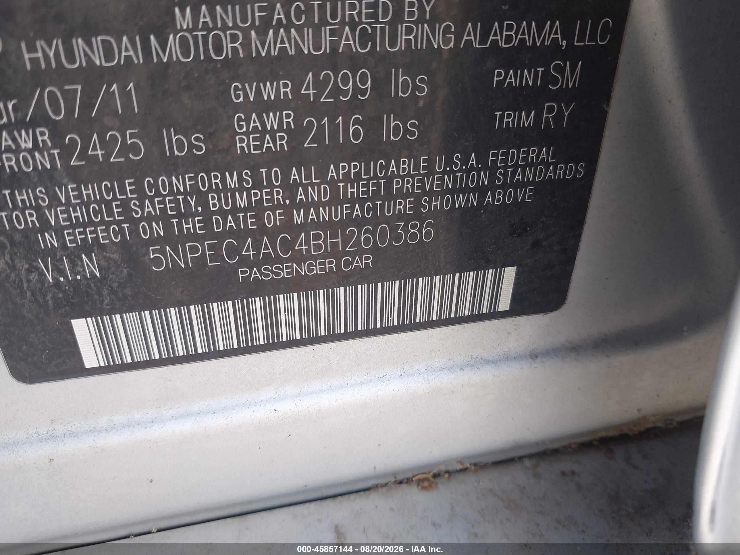 2011 Hyundai Sonata Limited Серебряный vin: 5NPEC4AC4BH260386