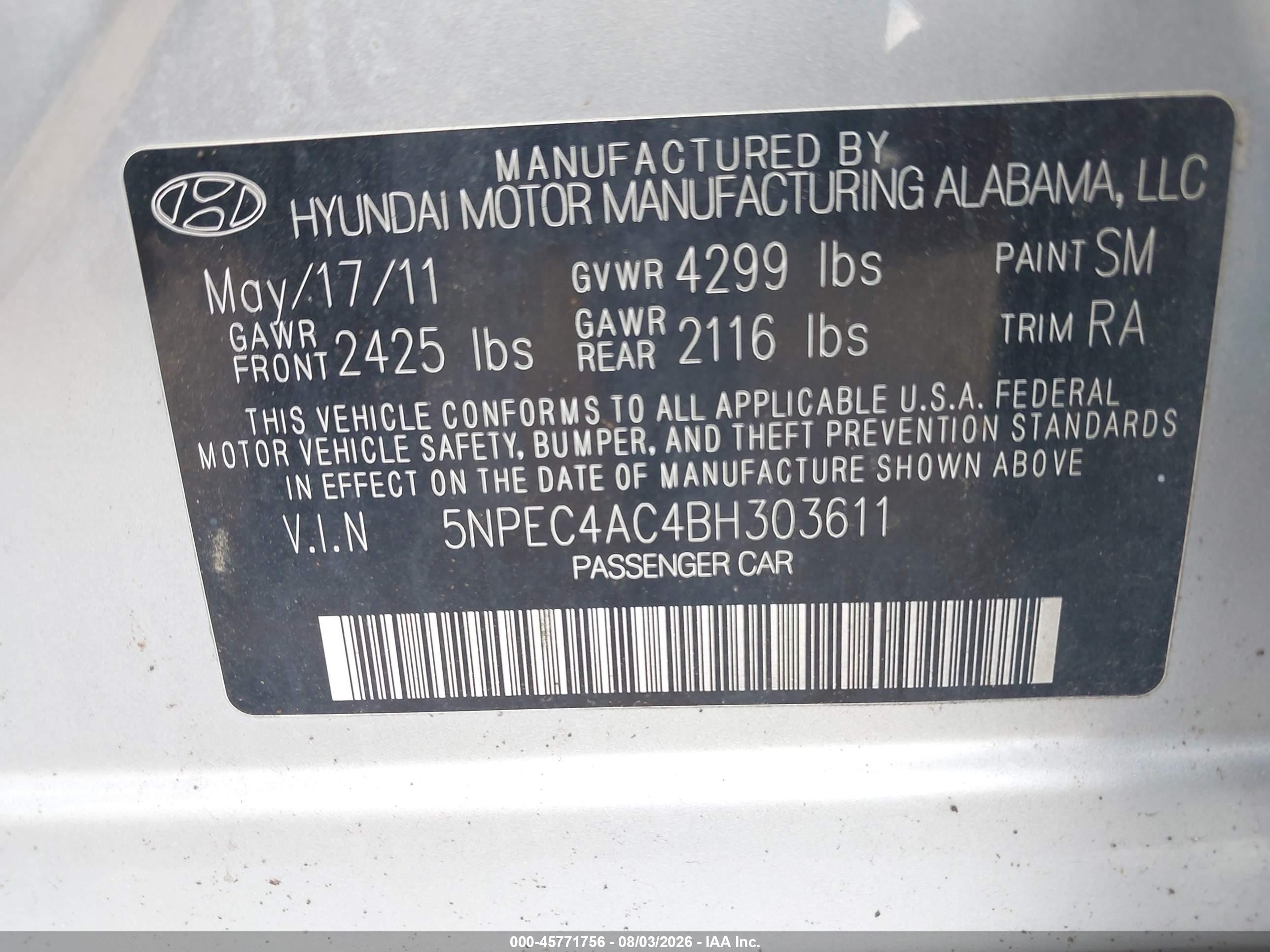 2011 Hyundai Sonata Limited Silver vin: 5NPEC4AC4BH303611