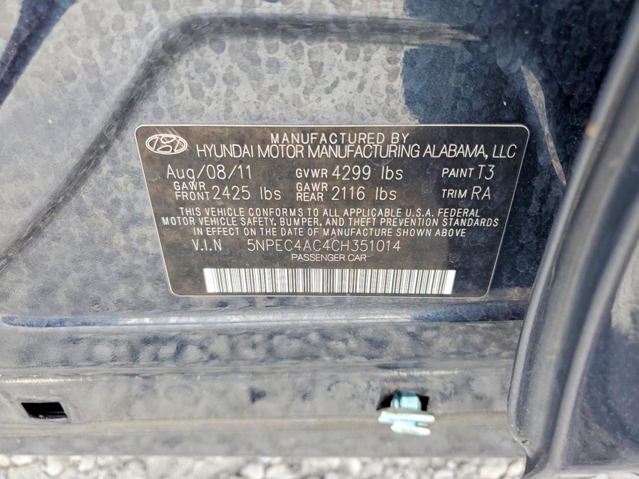 2012 Hyundai Sonata Limited Charcoal vin: 5NPEC4AC4CH351014