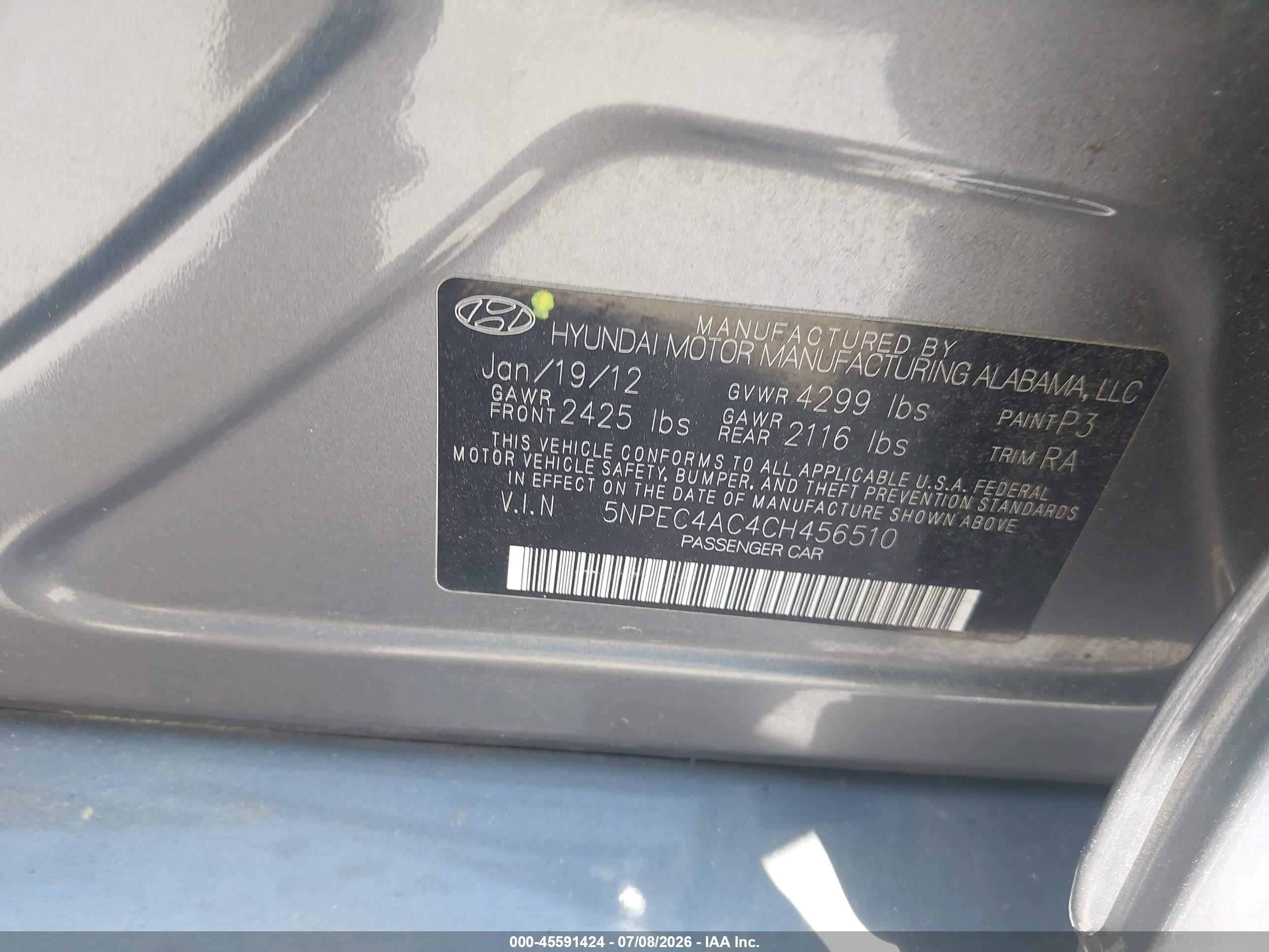 2012 Hyundai Sonata Se Серый vin: 5NPEC4AC4CH456510