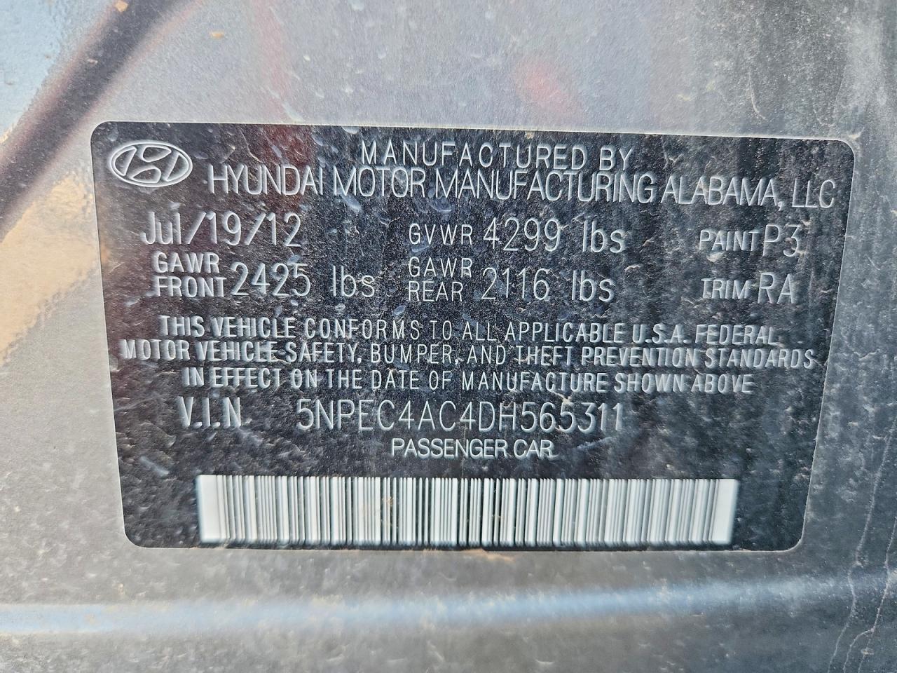 2013 Hyundai Sonata Limited Gray vin: 5NPEC4AC4DH565311