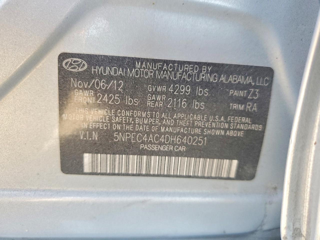 2013 Hyundai Sonata Limited Серебряный vin: 5NPEC4AC4DH640251