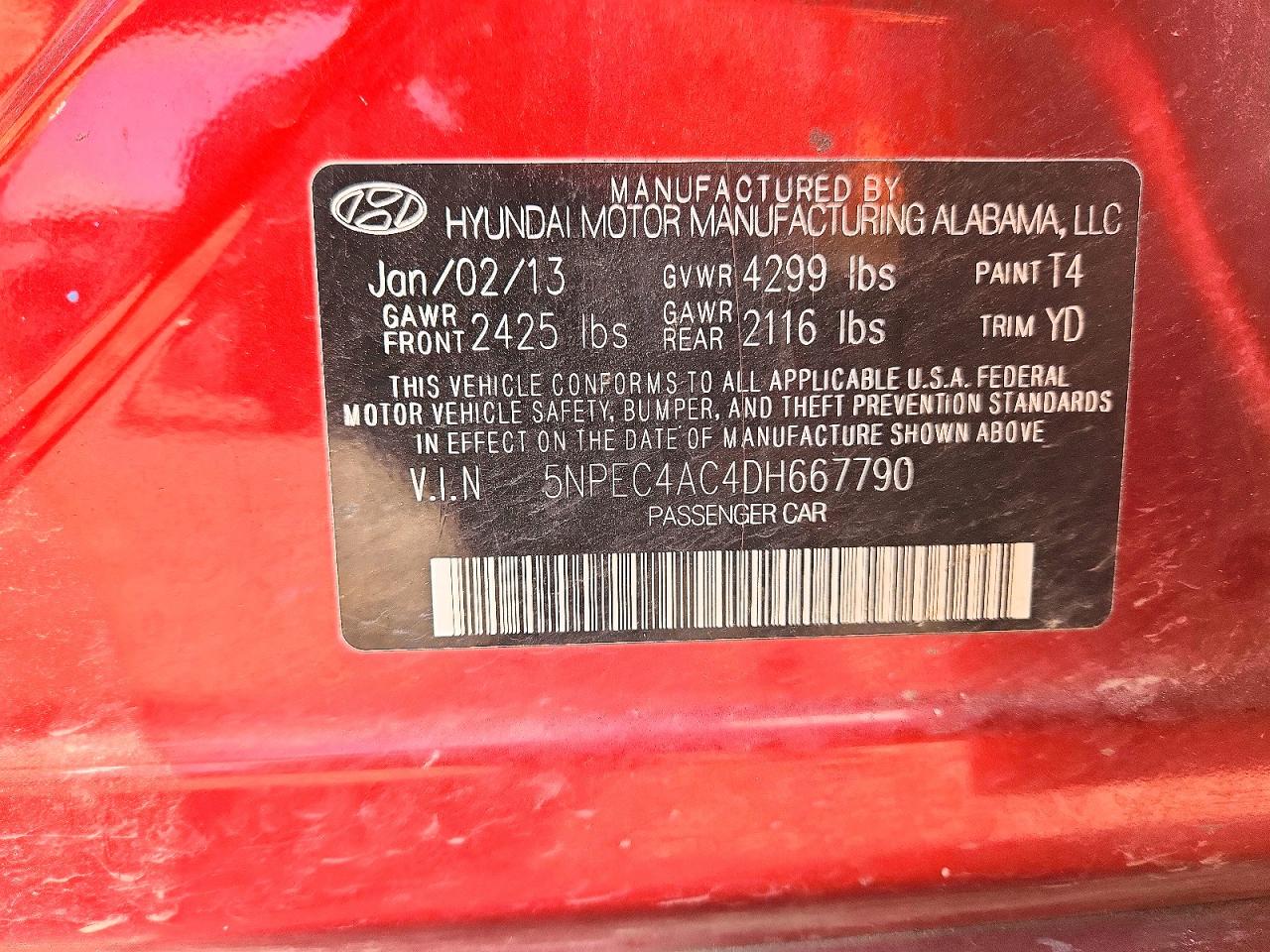 2013 Hyundai Sonata Limited Бордовый vin: 5NPEC4AC4DH667790