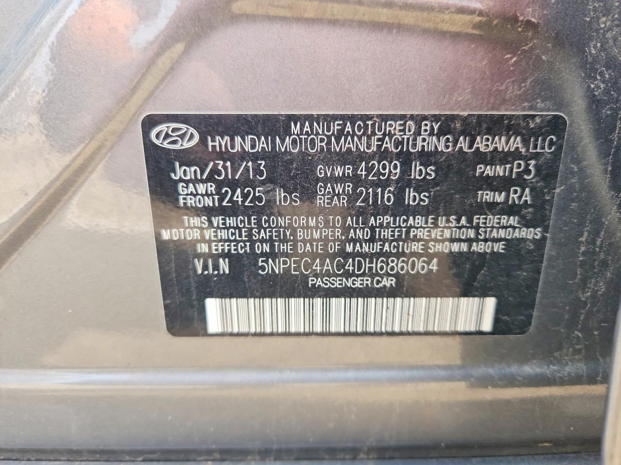2013 Hyundai Sonata Limited Silver vin: 5NPEC4AC4DH686064