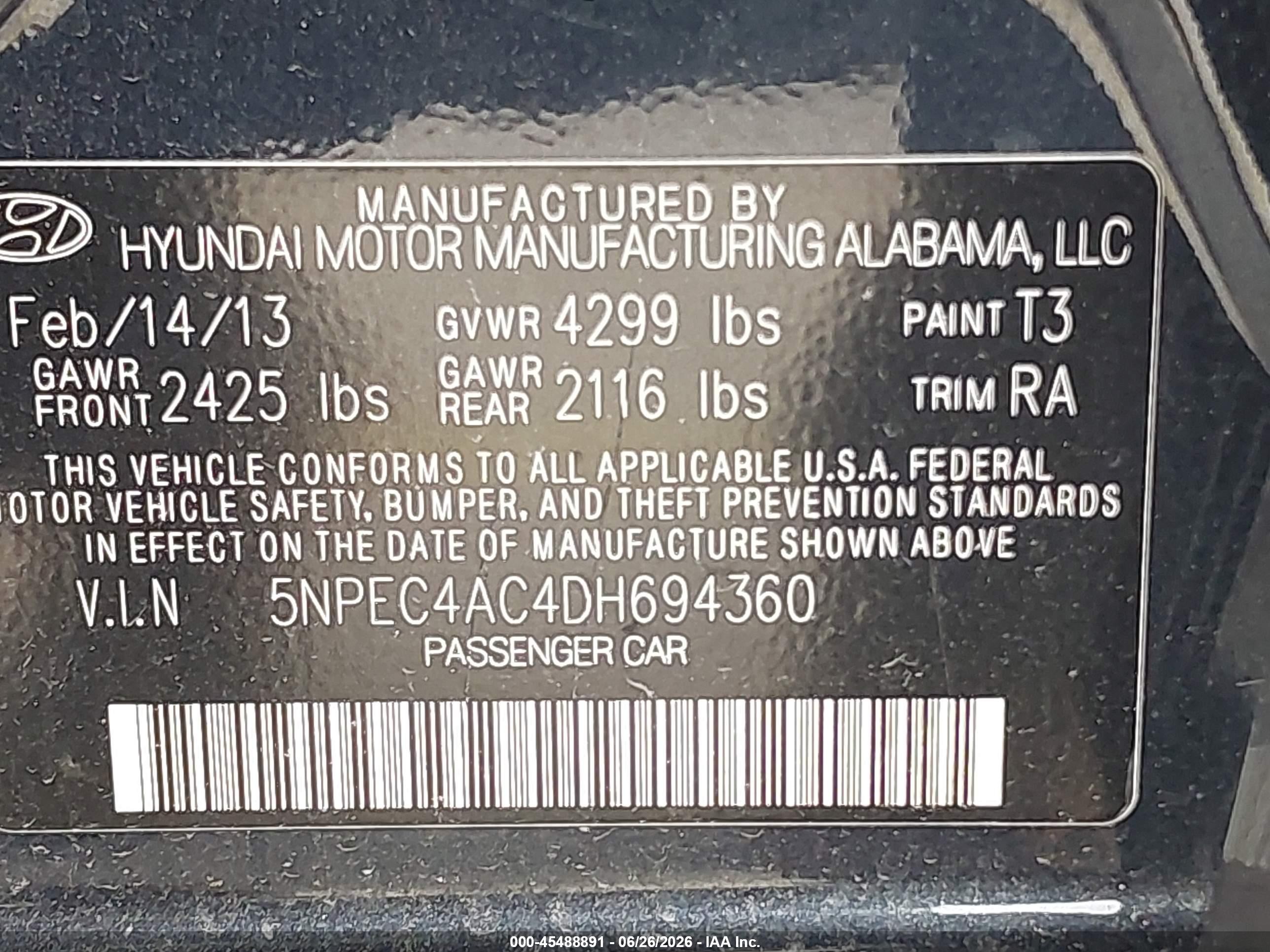 2013 Hyundai Sonata Limited Dark Blue vin: 5NPEC4AC4DH694360