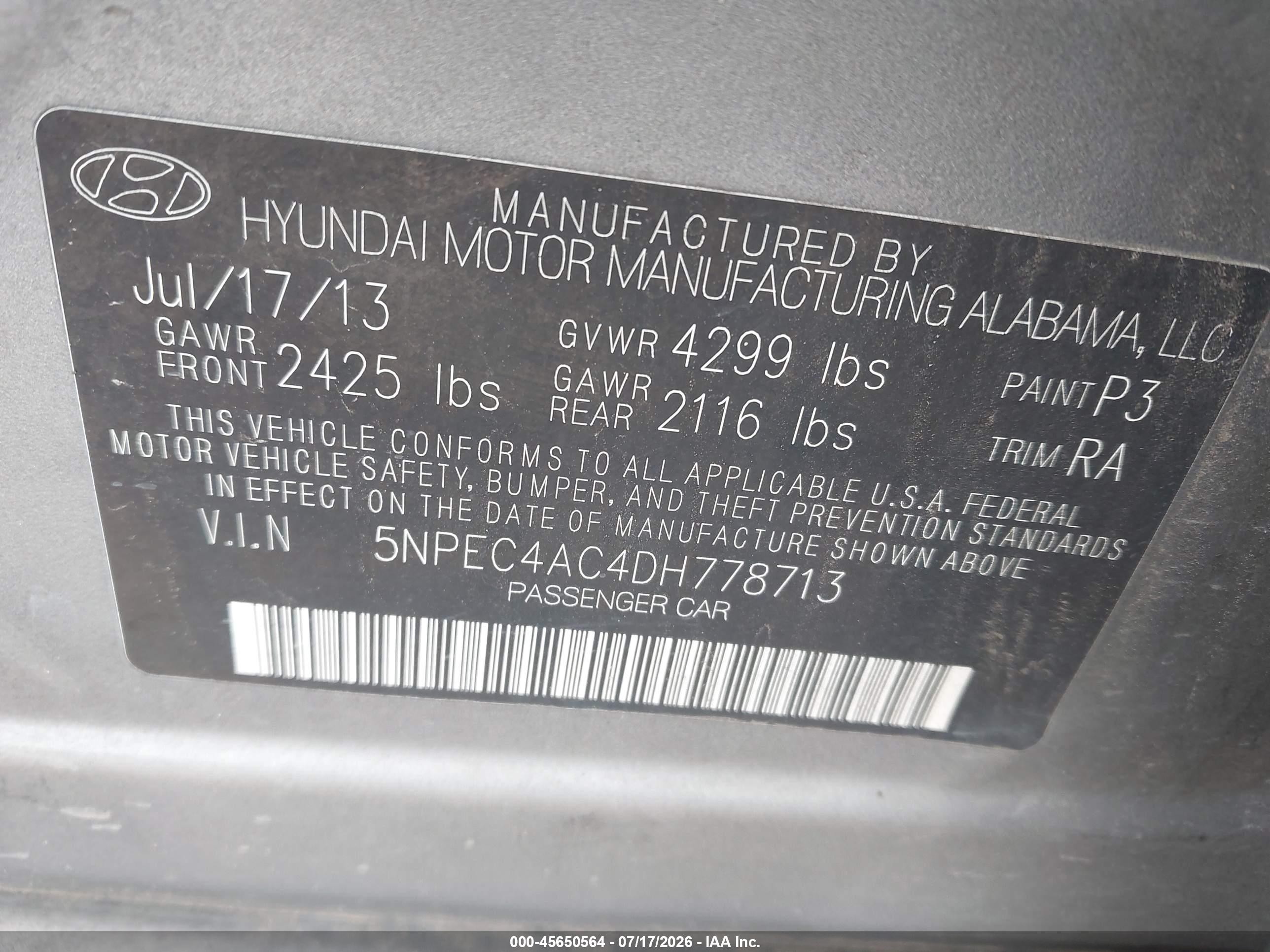 2013 Hyundai Sonata Se Серый vin: 5NPEC4AC4DH778713