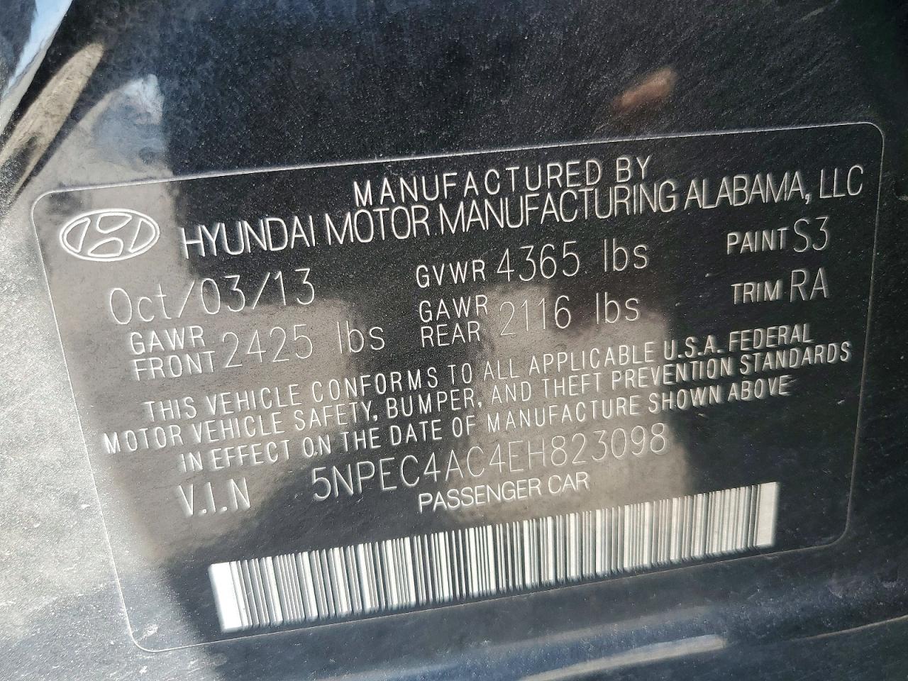 2014 Hyundai Sonata Limited Black vin: 5NPEC4AC4EH823098
