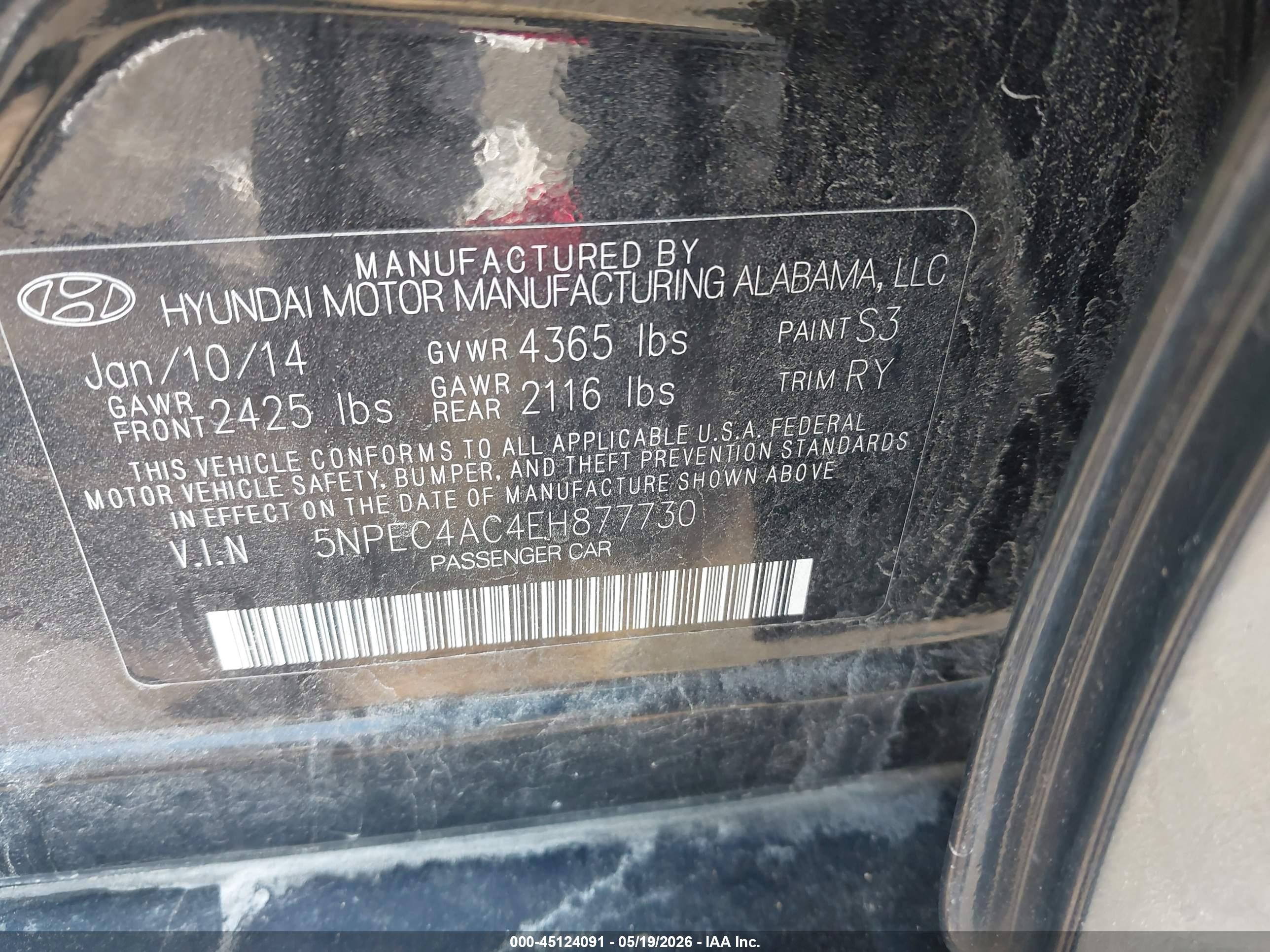 2014 Hyundai Sonata Se Black vin: 5NPEC4AC4EH877730