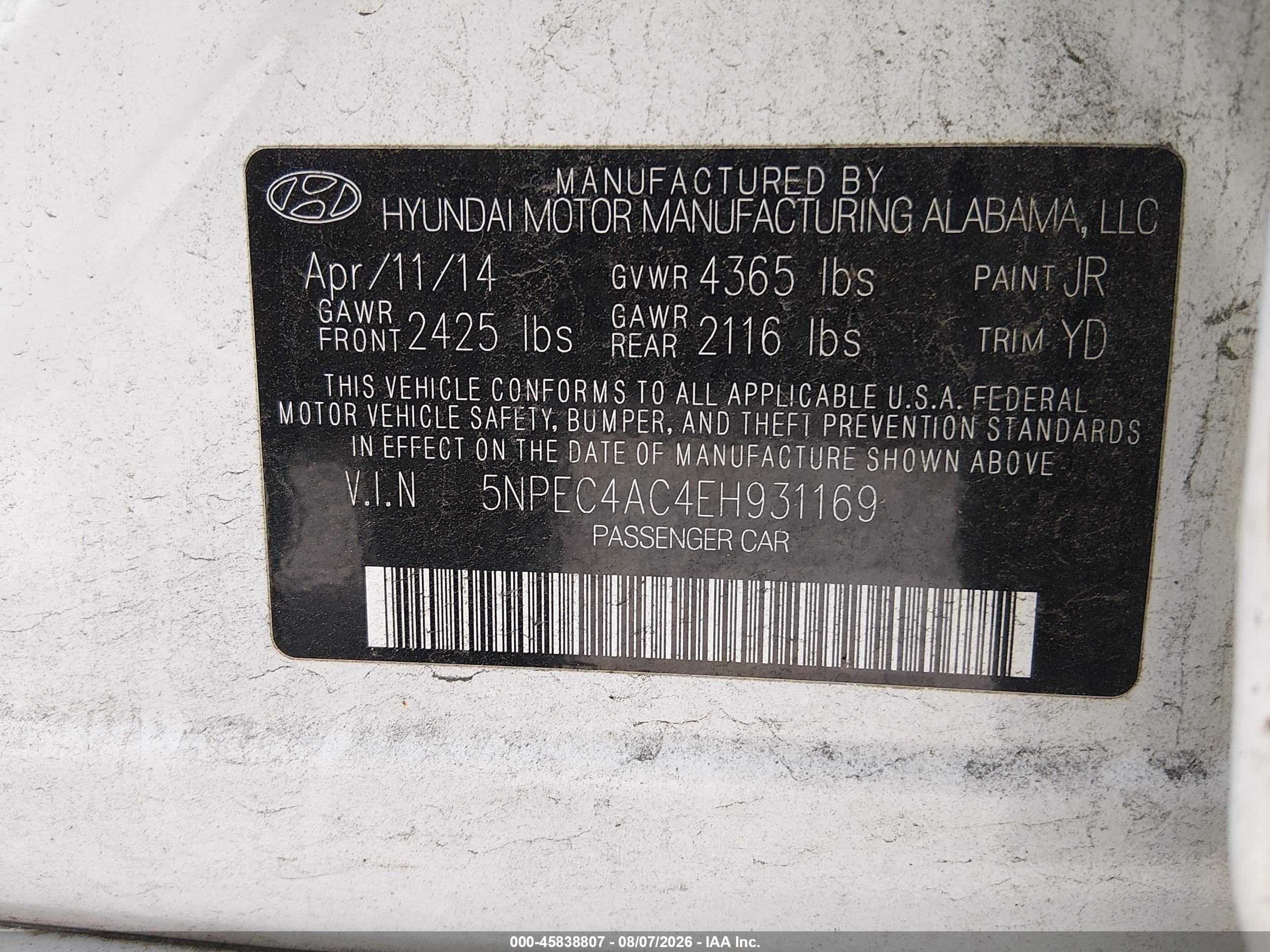 2014 Hyundai Sonata Limited White vin: 5NPEC4AC4EH931169