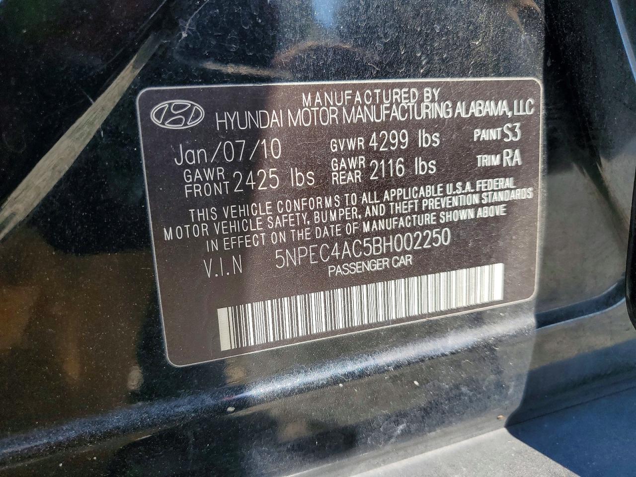 2011 Hyundai Sonata Limited Black vin: 5NPEC4AC5BH002250
