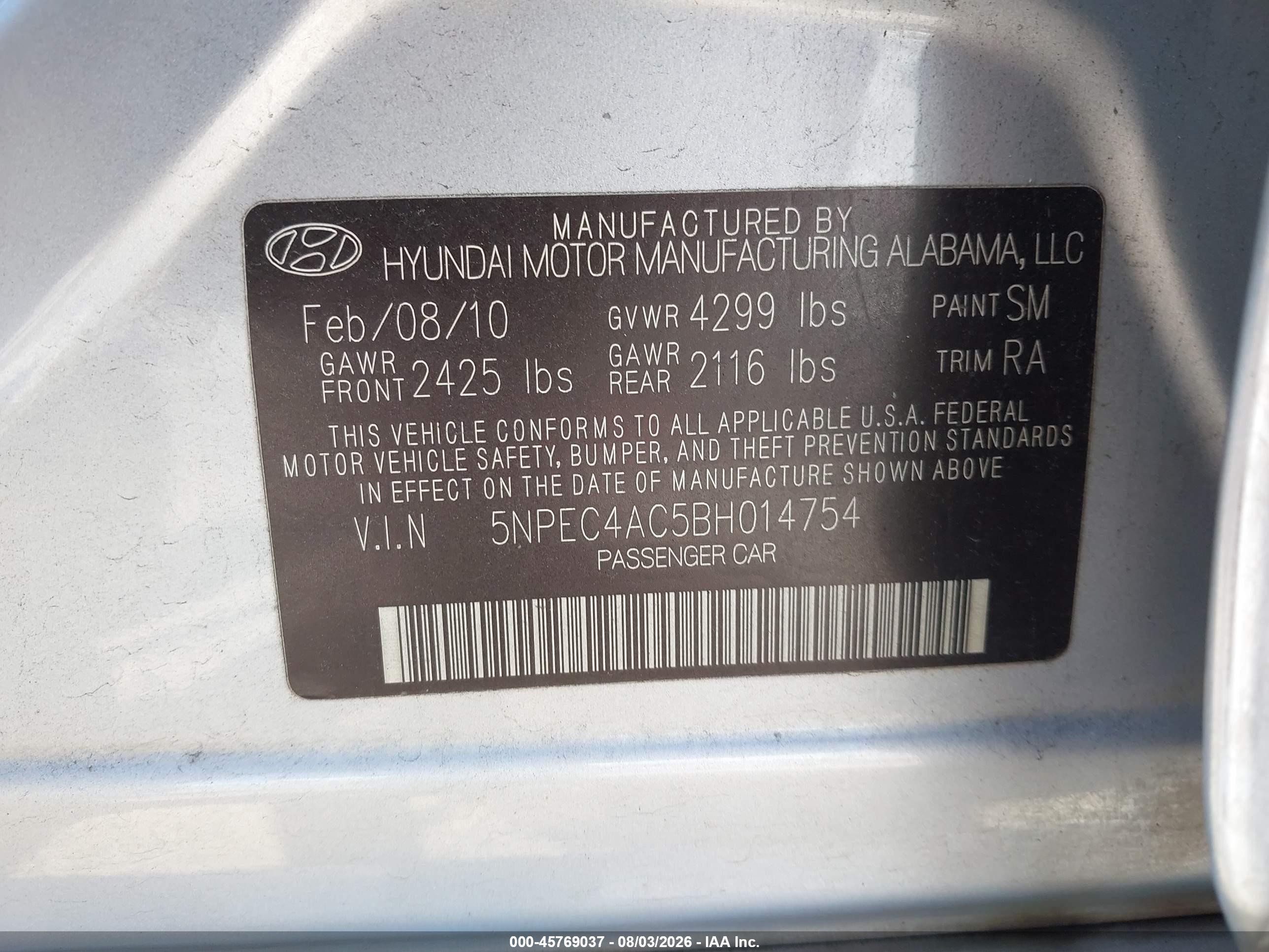 2011 Hyundai Sonata Limited Silver vin: 5NPEC4AC5BH014754