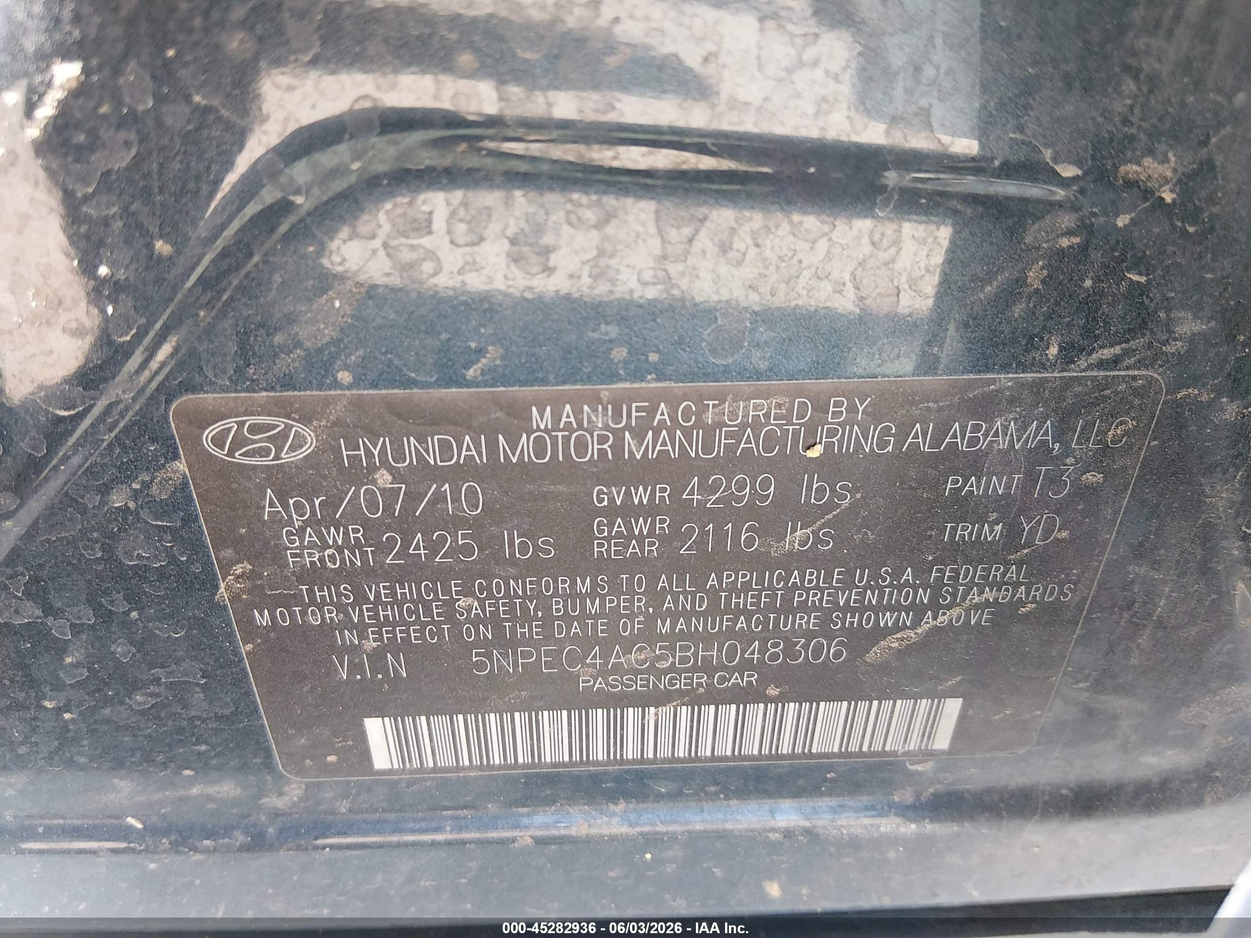 2011 Hyundai Sonata Limited Dark Blue vin: 5NPEC4AC5BH048306