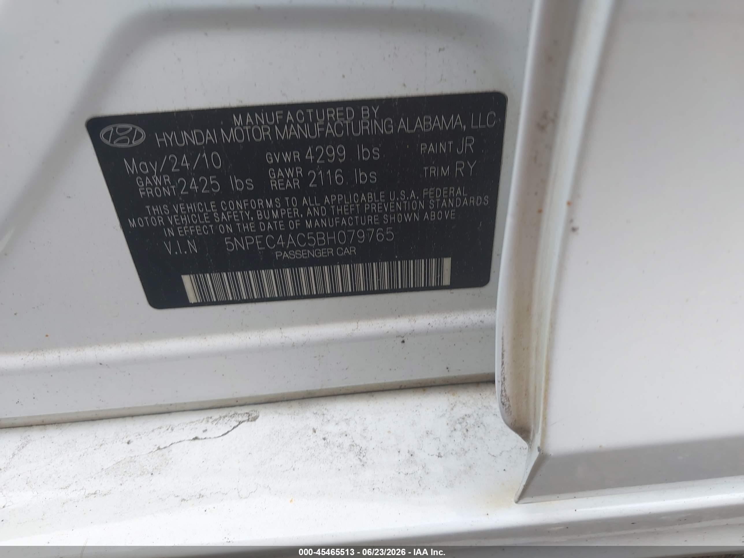 2011 Hyundai Sonata Limited White vin: 5NPEC4AC5BH079765