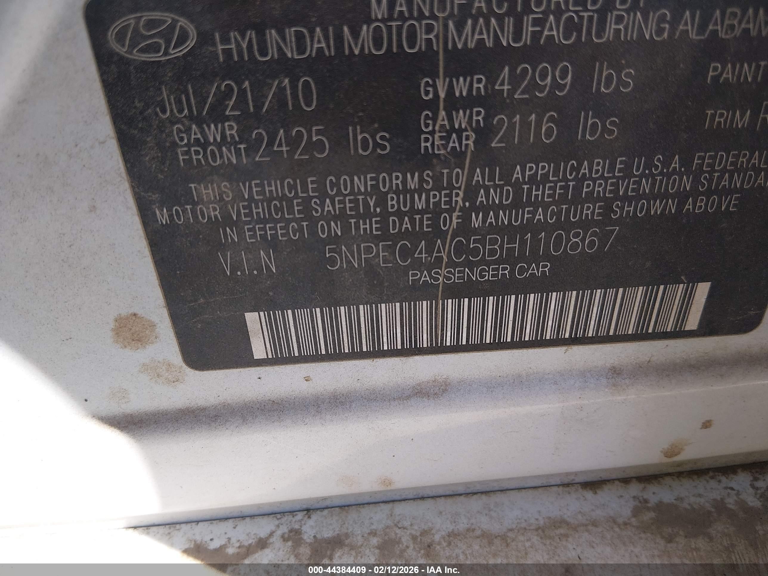 2011 Hyundai Sonata Se Белый vin: 5NPEC4AC5BH110867