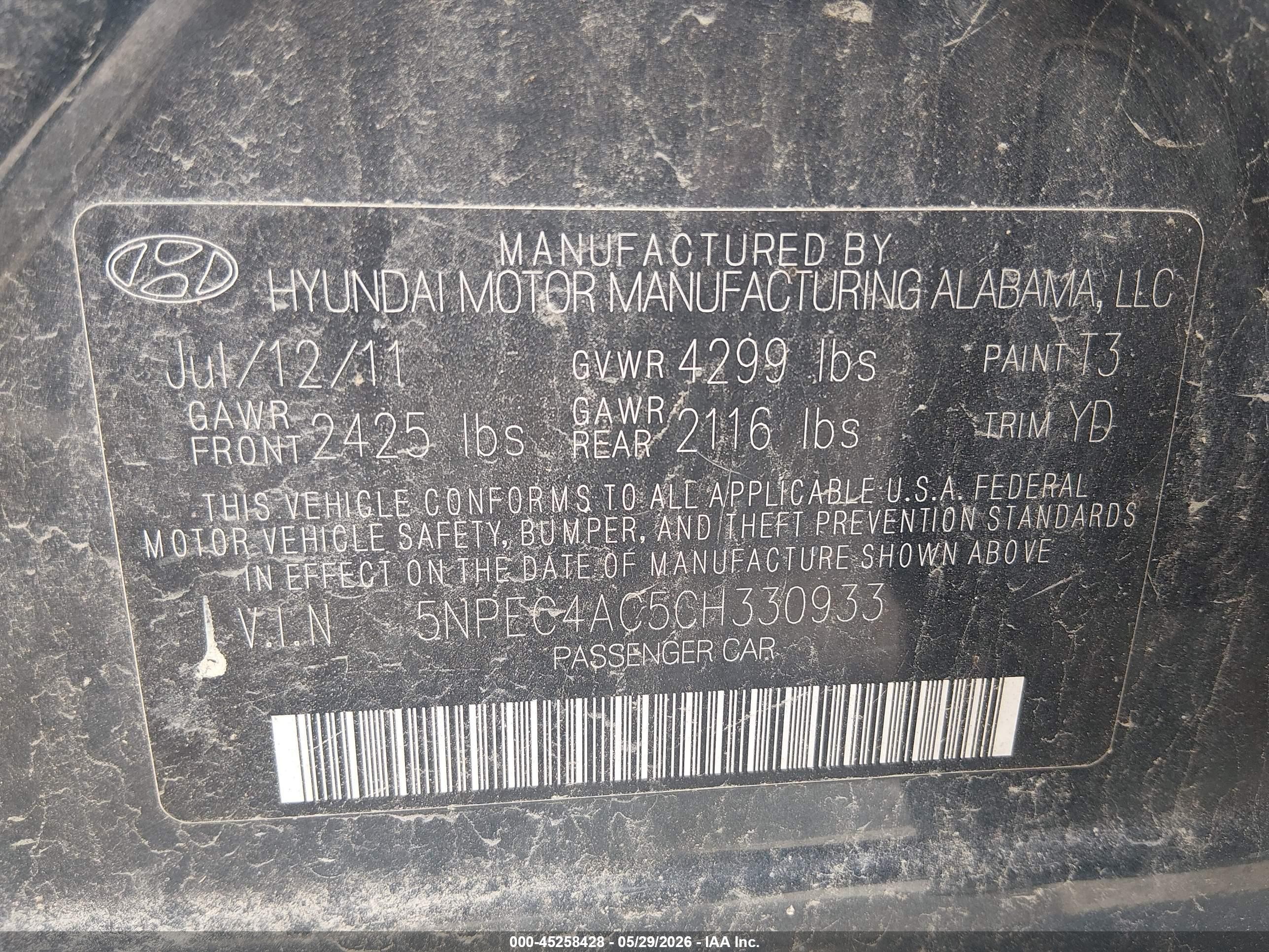 2012 Hyundai Sonata Limited Blue vin: 5NPEC4AC5CH330933