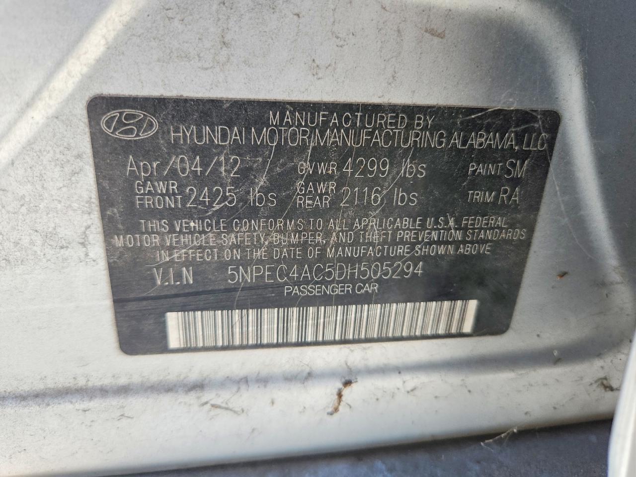 2013 Hyundai Sonata Limited Silver vin: 5NPEC4AC5DH505294