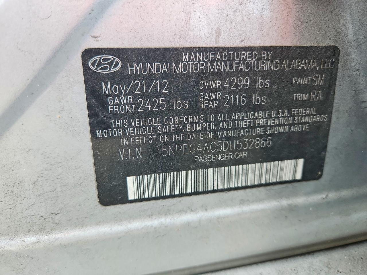 2013 Hyundai Sonata Se Silver vin: 5NPEC4AC5DH532866