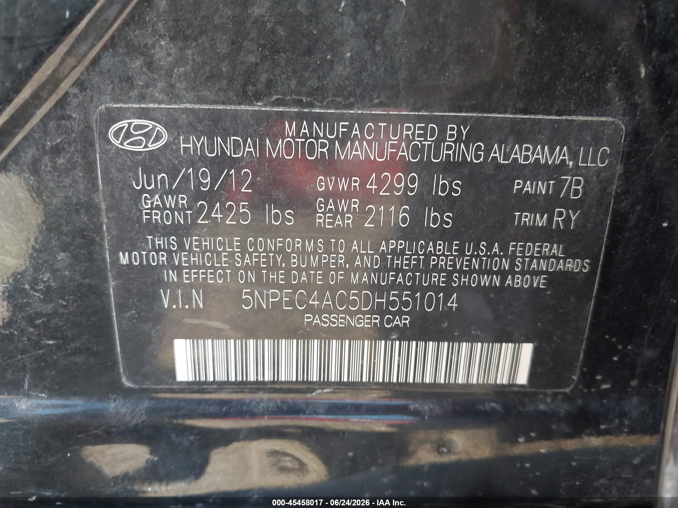 2013 Hyundai Sonata Limited Черный vin: 5NPEC4AC5DH551014