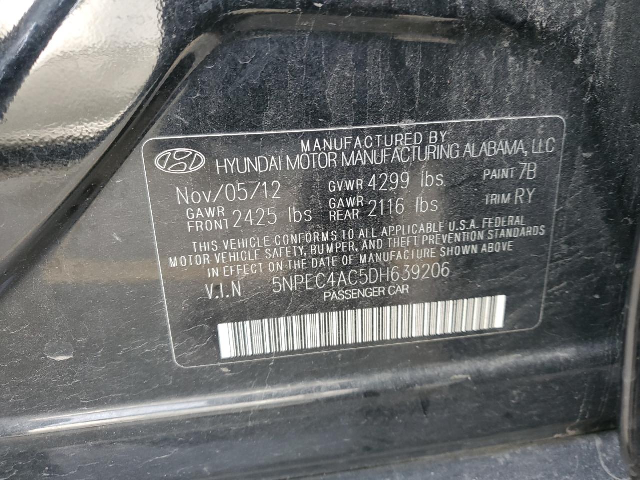 2013 Hyundai Sonata Se Black vin: 5NPEC4AC5DH639206
