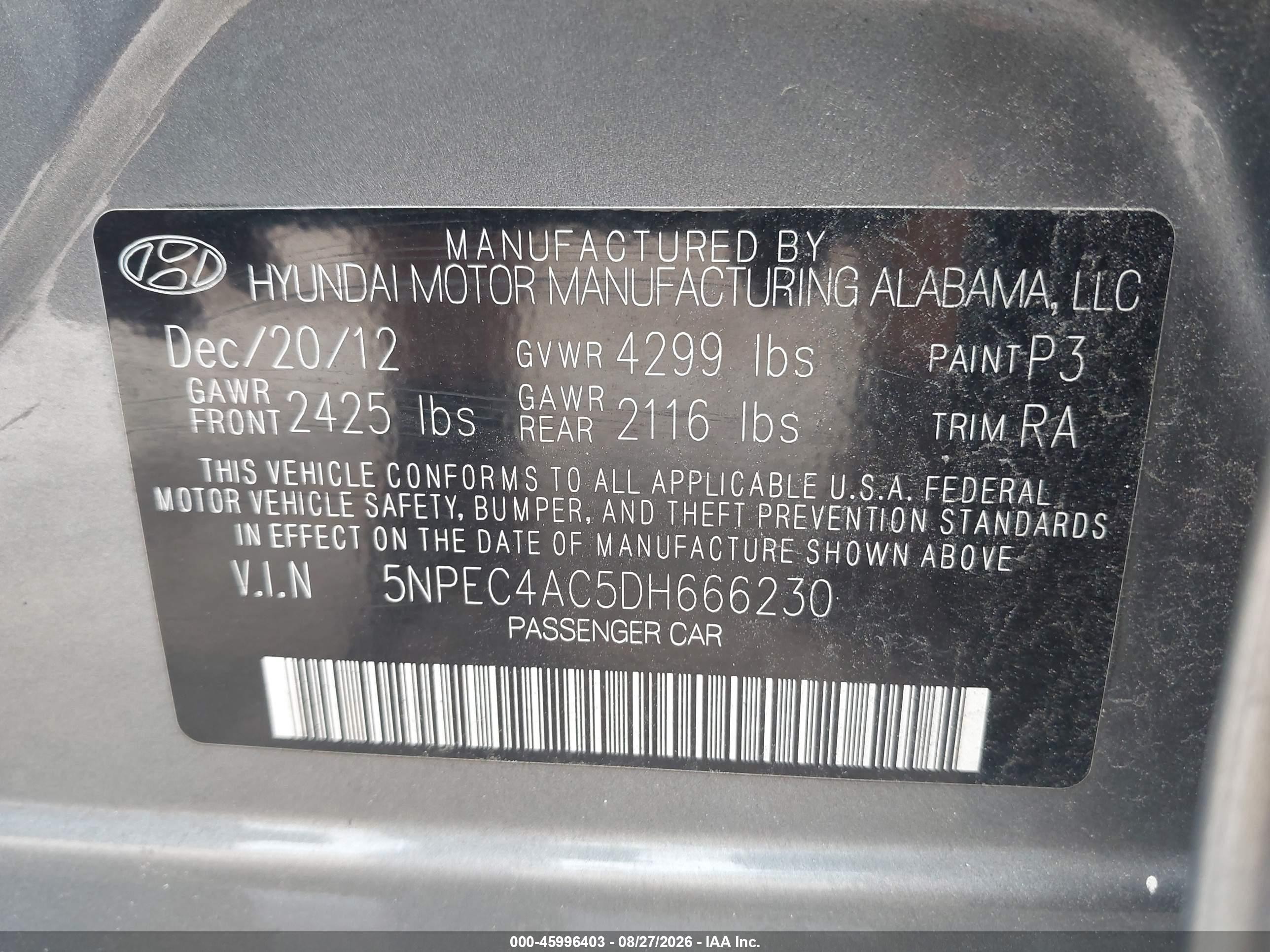 2013 Hyundai Sonata Limited Gray vin: 5NPEC4AC5DH666230