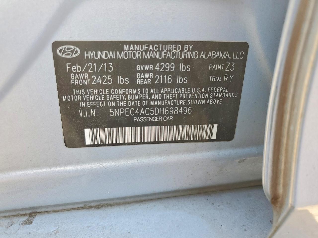 2013 Hyundai Sonata Se Blue vin: 5NPEC4AC5DH698496