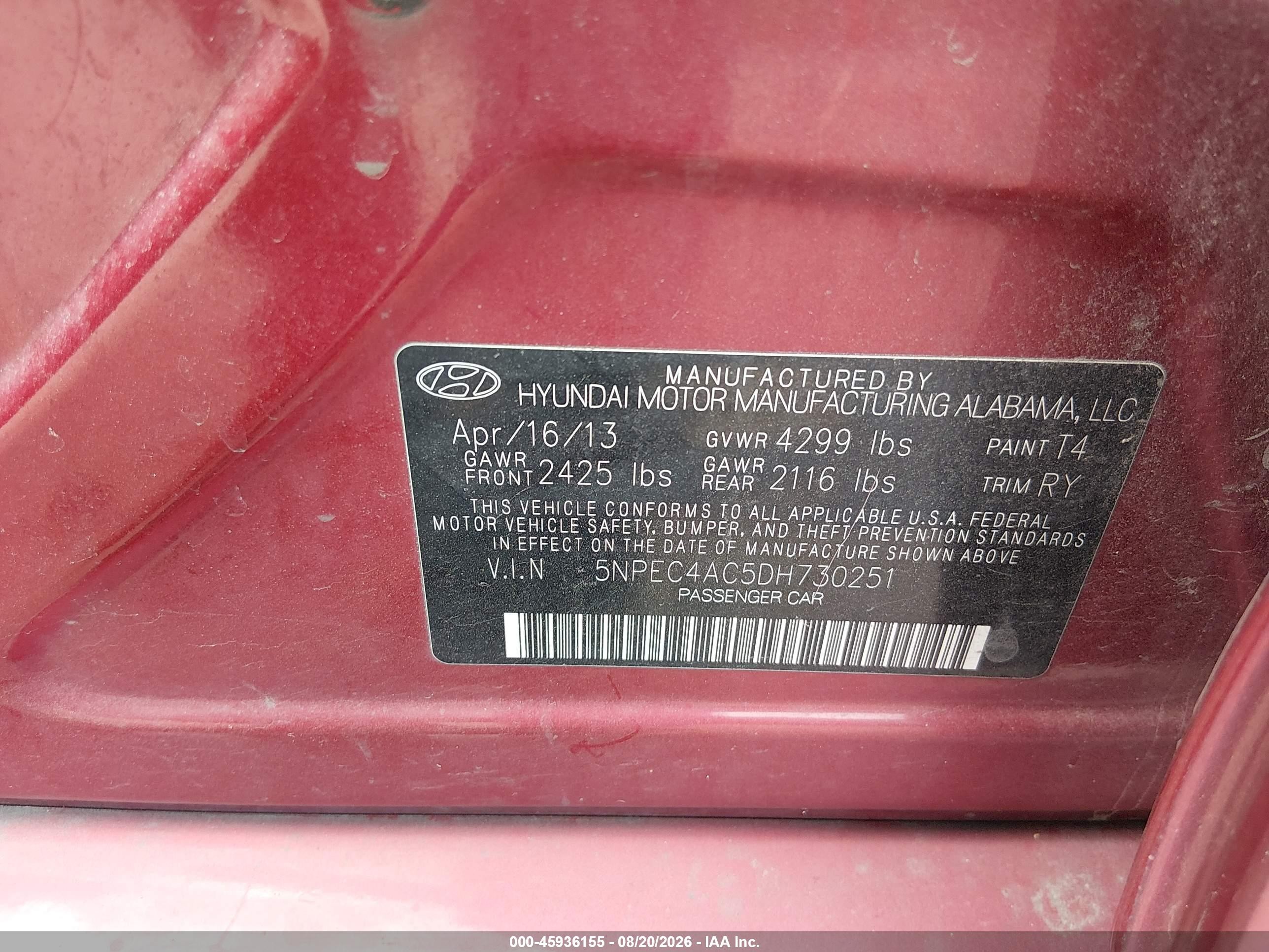 2013 Hyundai Sonata Se Red vin: 5NPEC4AC5DH730251