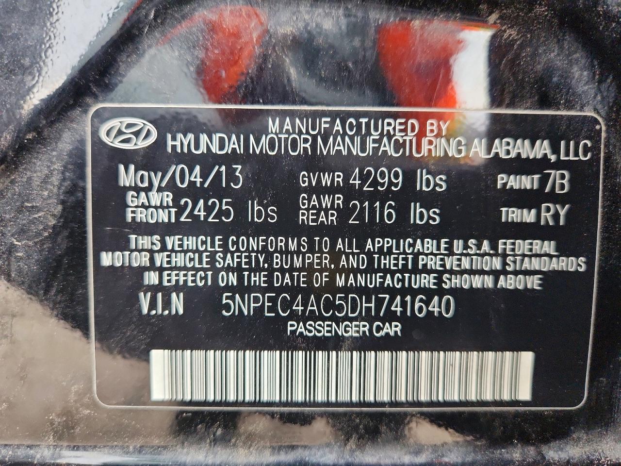 2013 Hyundai Sonata Se Black vin: 5NPEC4AC5DH741640