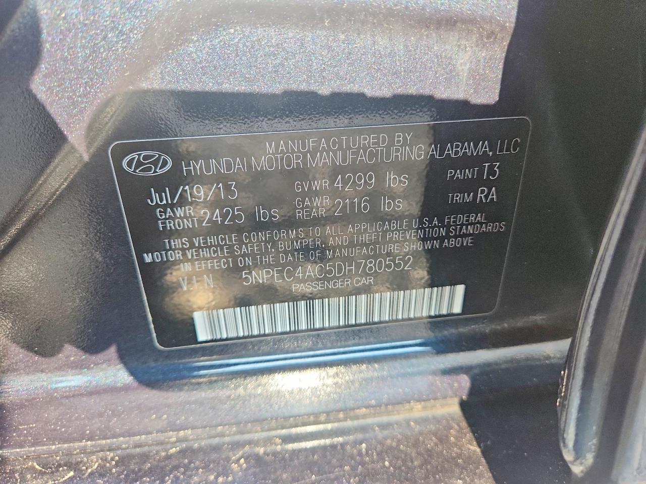 2013 Hyundai Sonata Limited Black vin: 5NPEC4AC5DH780552