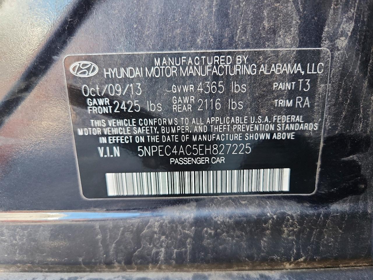 2014 Hyundai Sonata Se Gray vin: 5NPEC4AC5EH827225