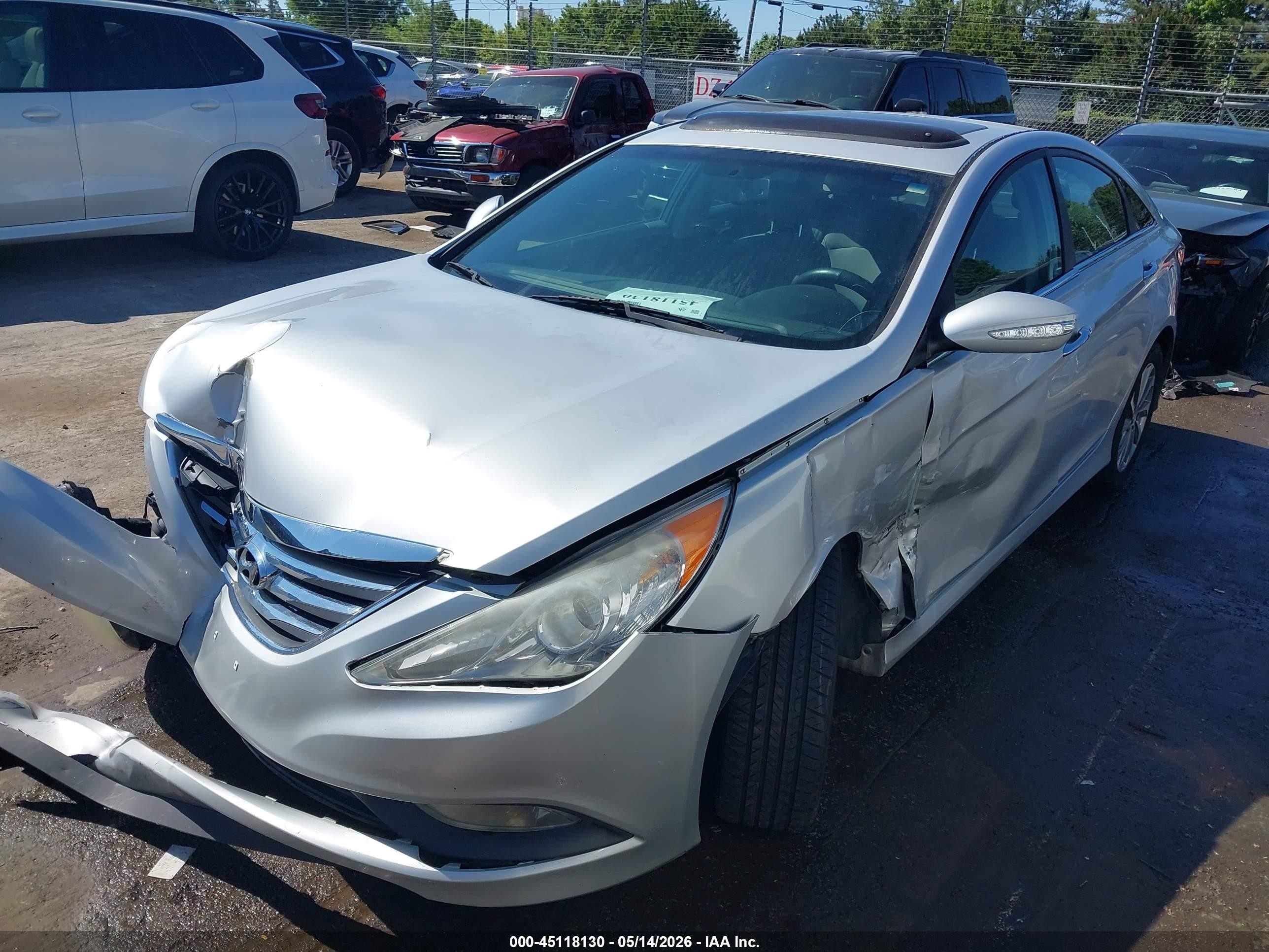 2014 Hyundai Sonata Limited Silver vin: 5NPEC4AC5EH830836