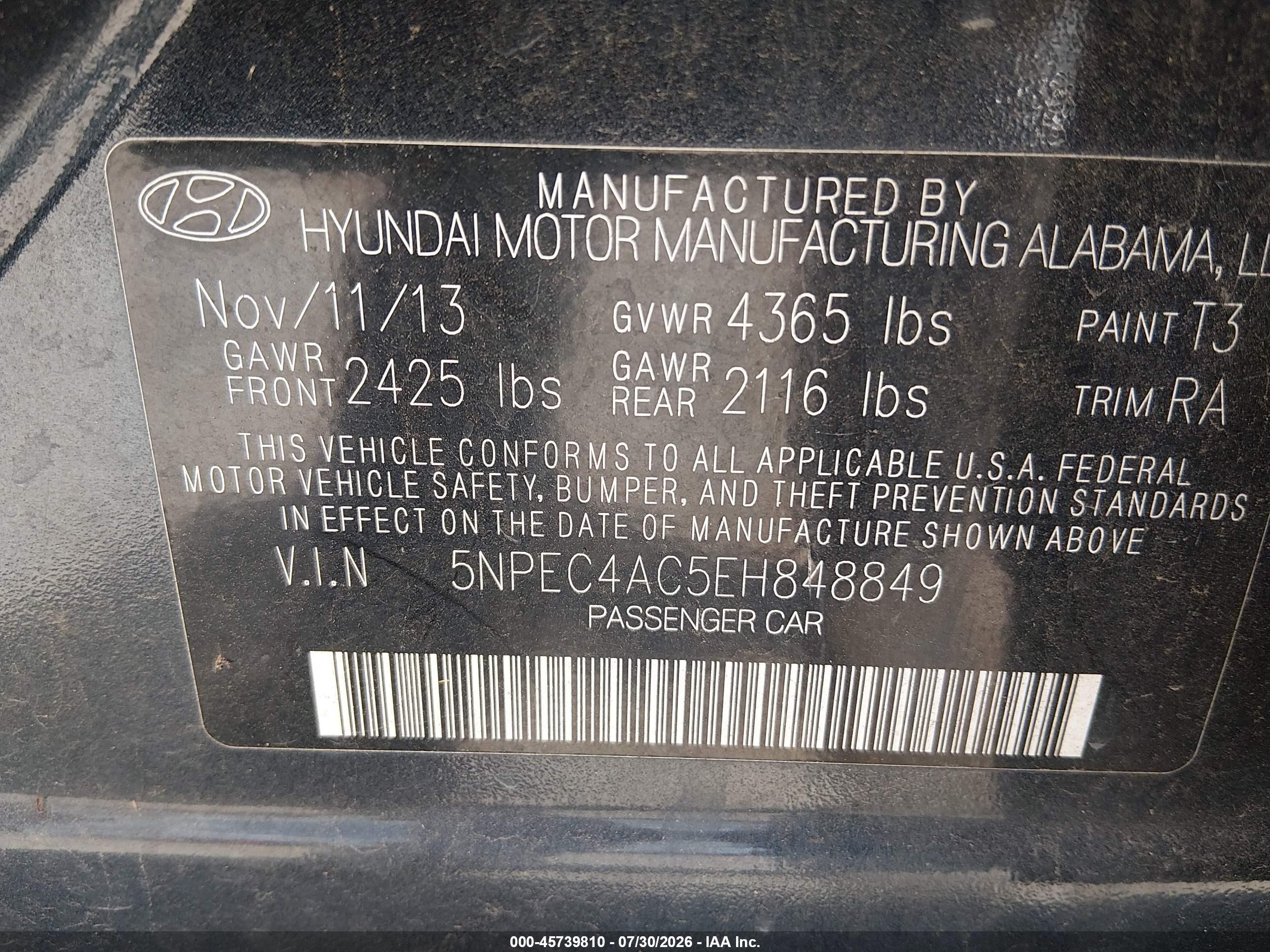 2014 Hyundai Sonata Se Dark Blue vin: 5NPEC4AC5EH848849