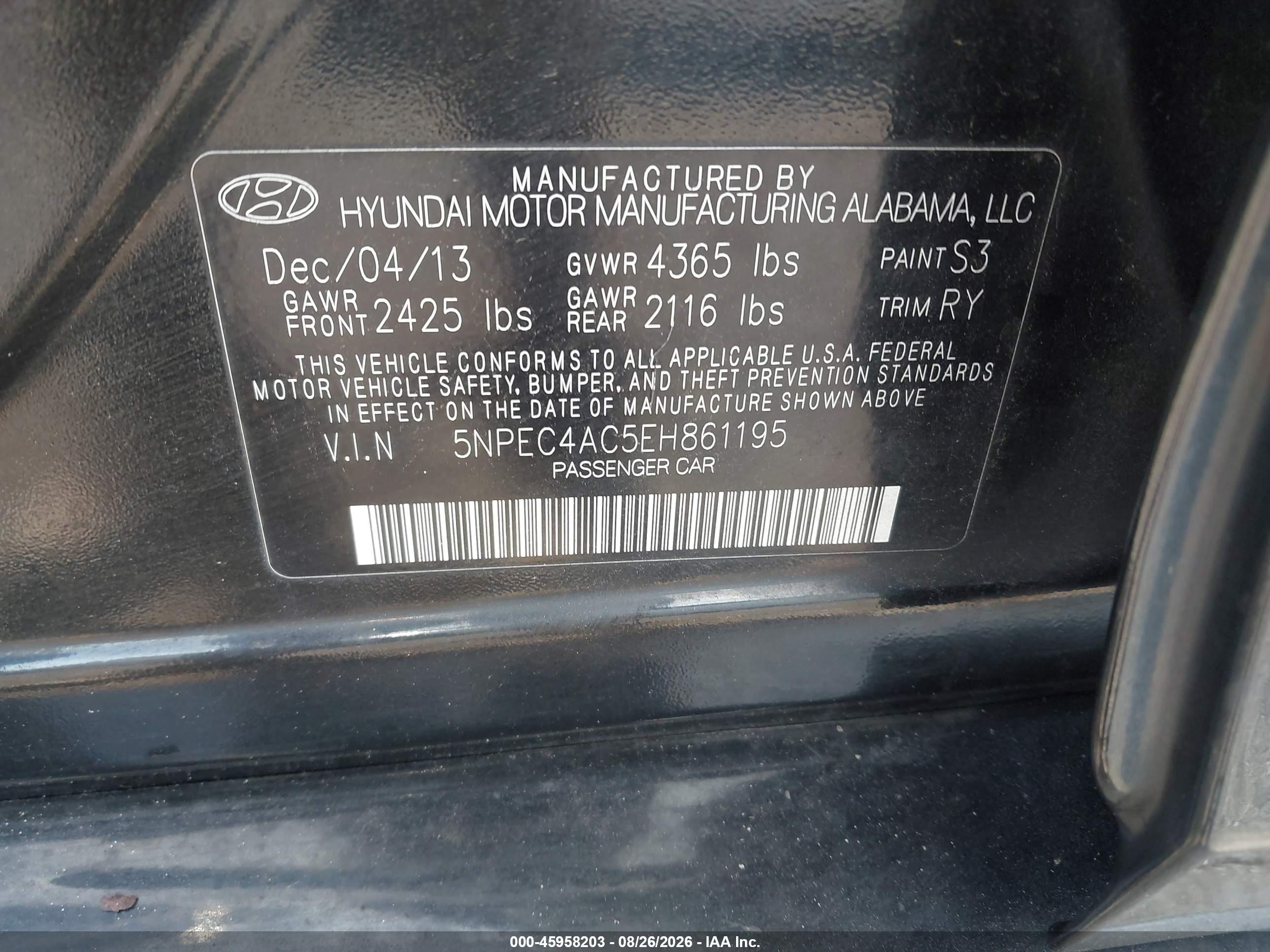 2014 Hyundai Sonata Se Черный vin: 5NPEC4AC5EH861195