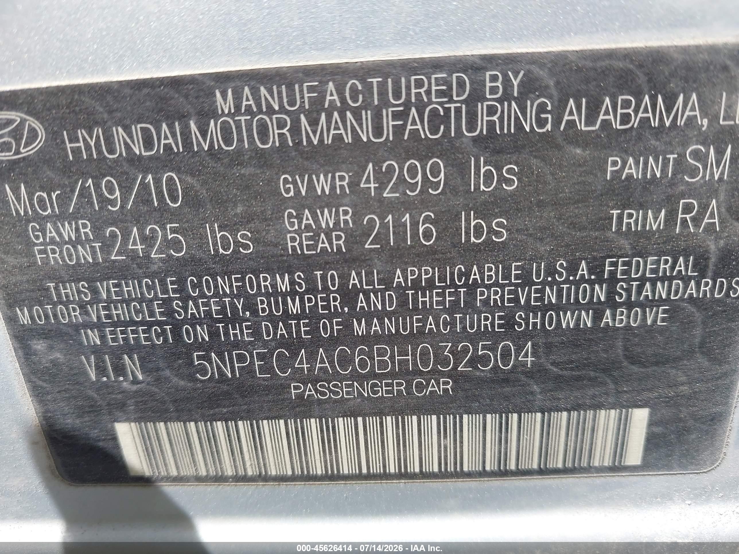 2011 Hyundai Sonata Limited Silver vin: 5NPEC4AC6BH032504