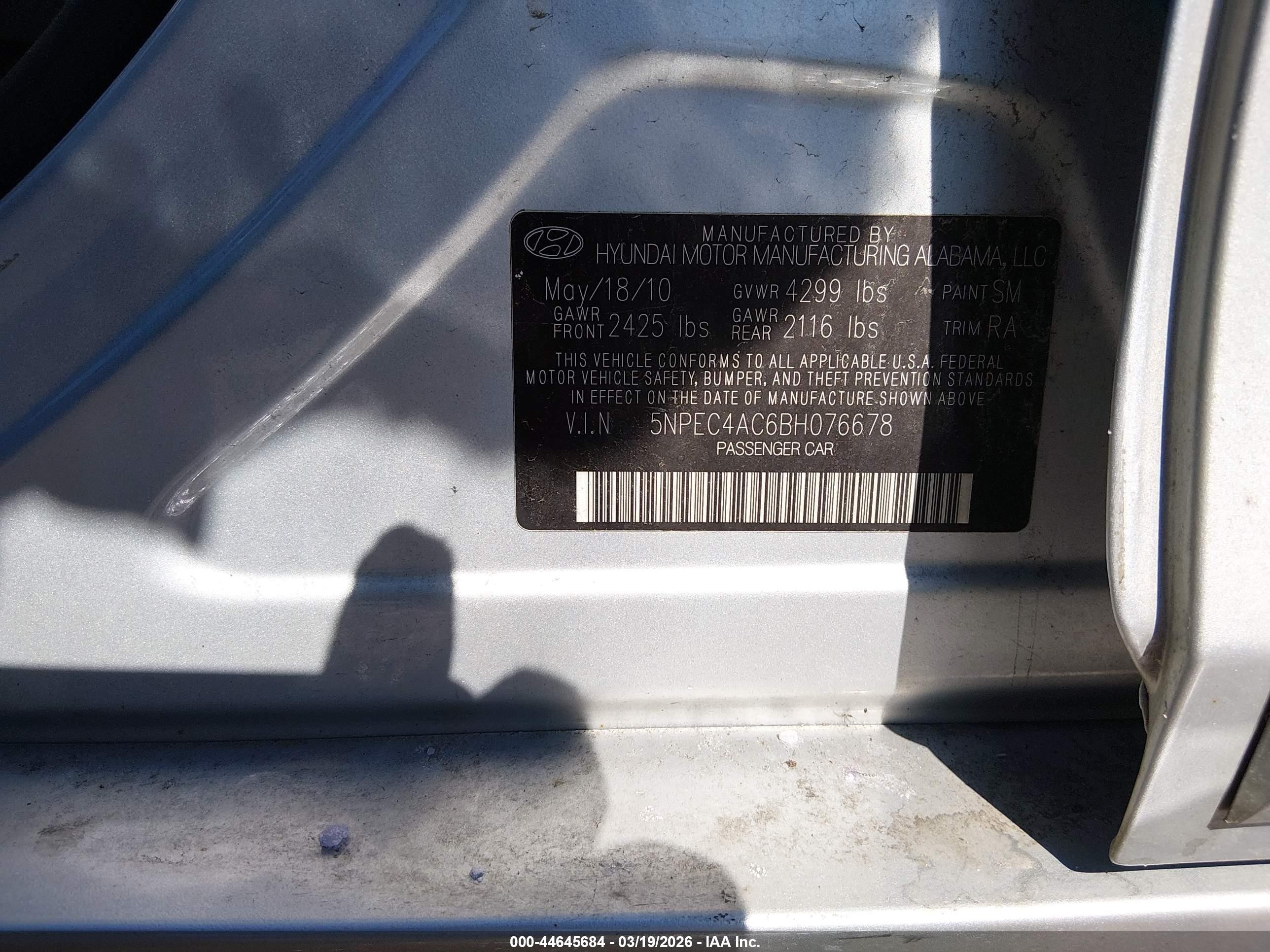 2011 Hyundai Sonata Ltd Silver vin: 5NPEC4AC6BH076678