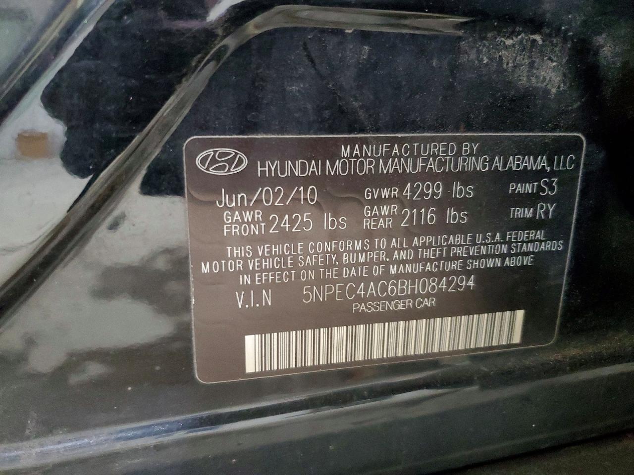 2011 Hyundai Sonata Limited Черный vin: 5NPEC4AC6BH084294