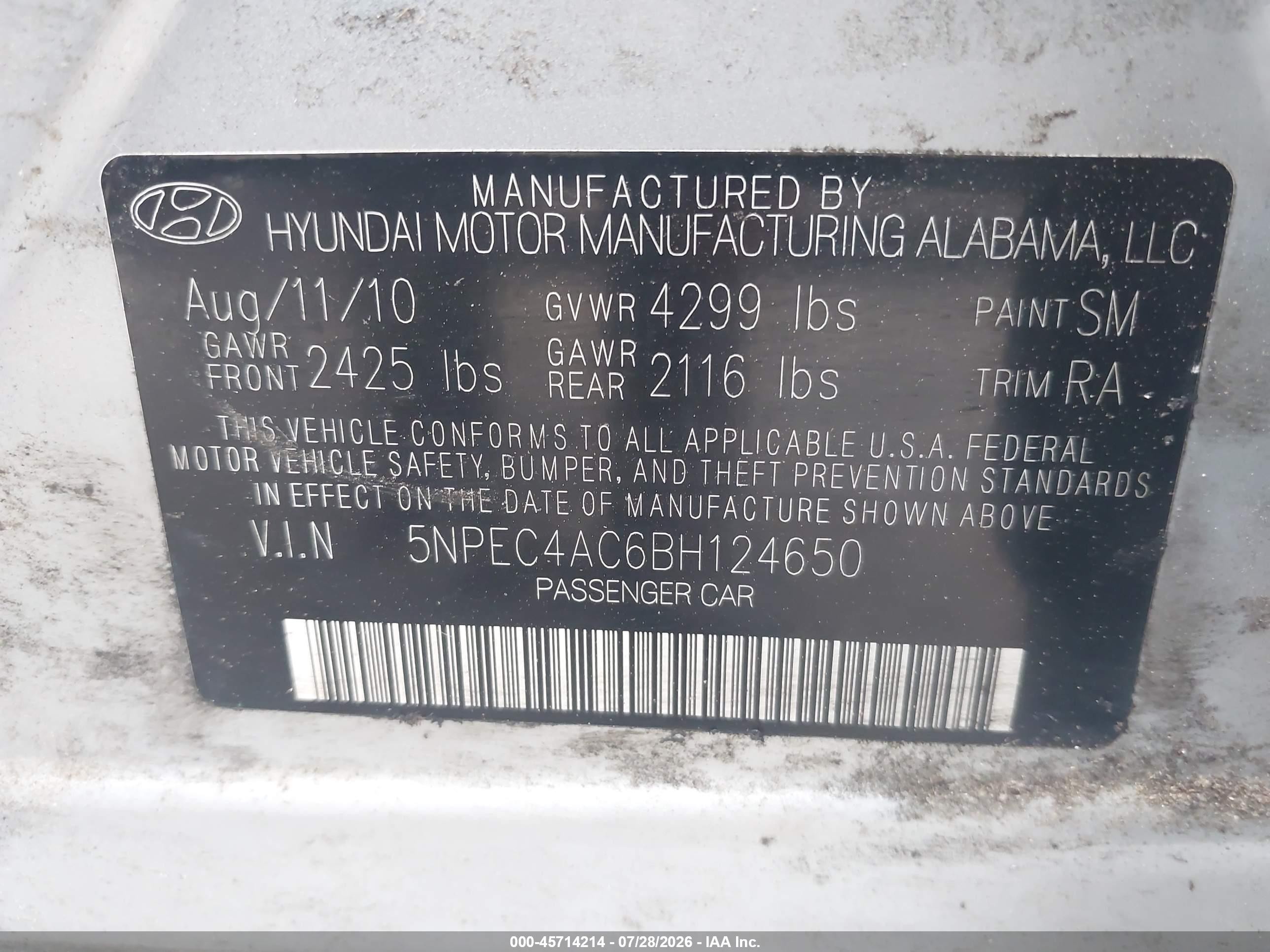 2011 Hyundai Sonata Limited Silver vin: 5NPEC4AC6BH124650