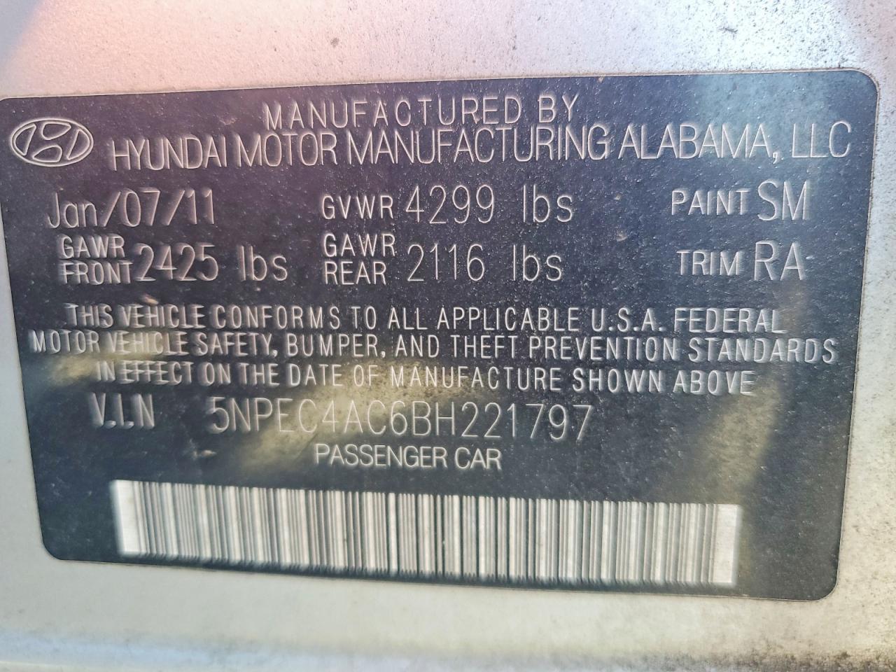 2011 Hyundai Sonata Limited Silver vin: 5NPEC4AC6BH221797