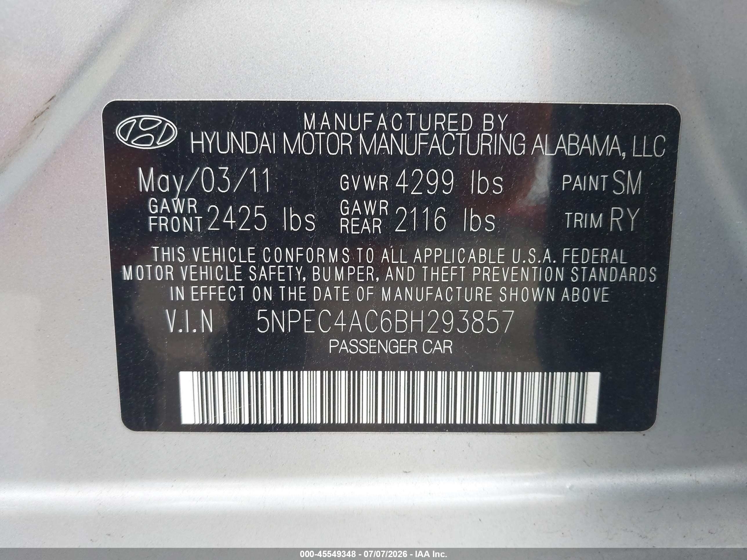 2011 Hyundai Sonata Limited Silver vin: 5NPEC4AC6BH293857