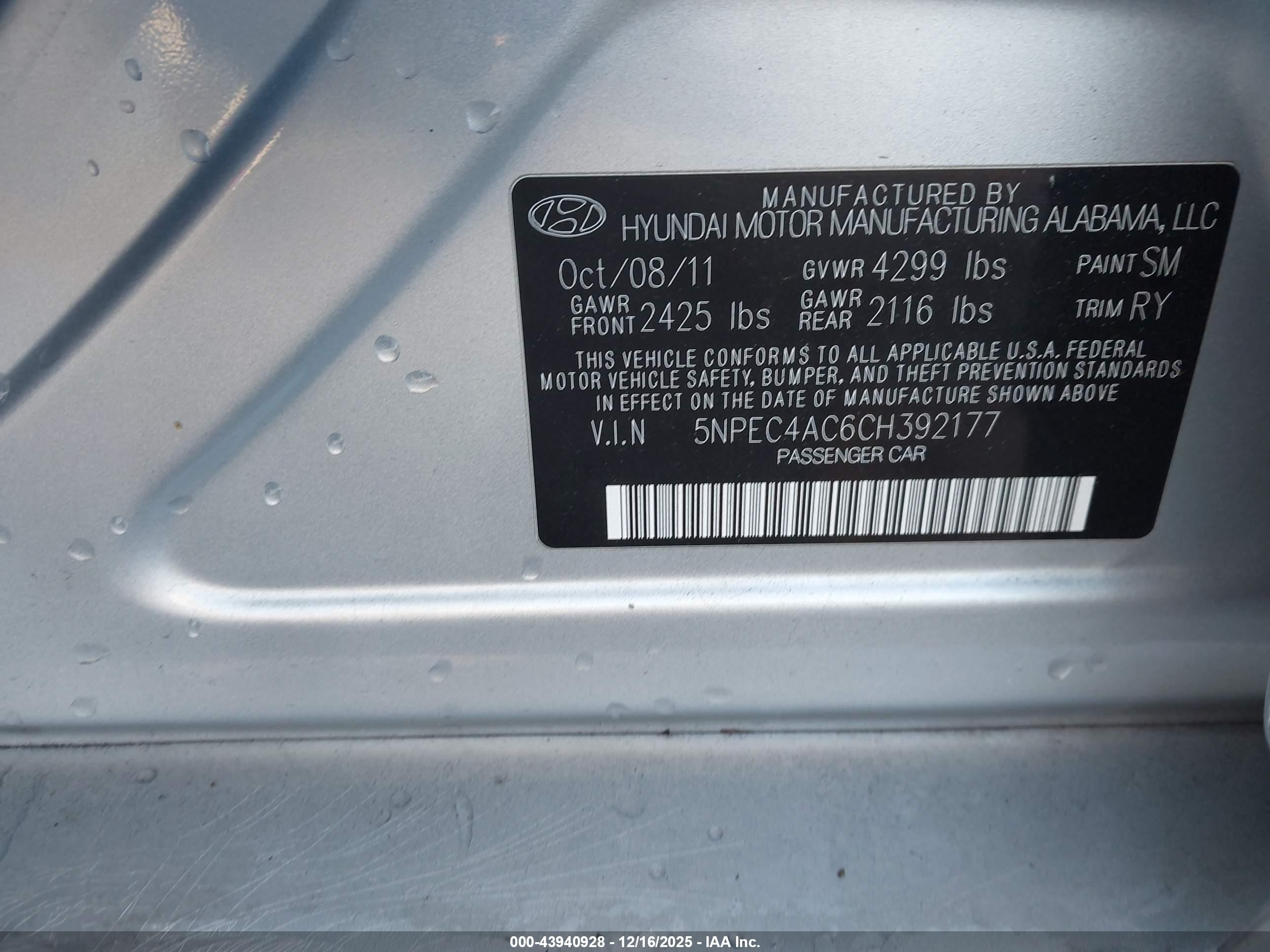 2012 Hyundai Sonata Limited Silver vin: 5NPEC4AC6CH392177