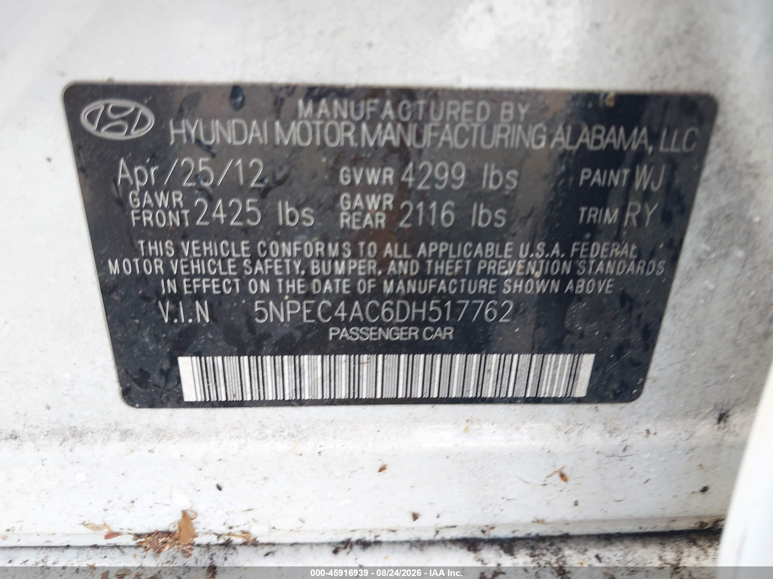 2013 Hyundai Sonata Limited White vin: 5NPEC4AC6DH517762