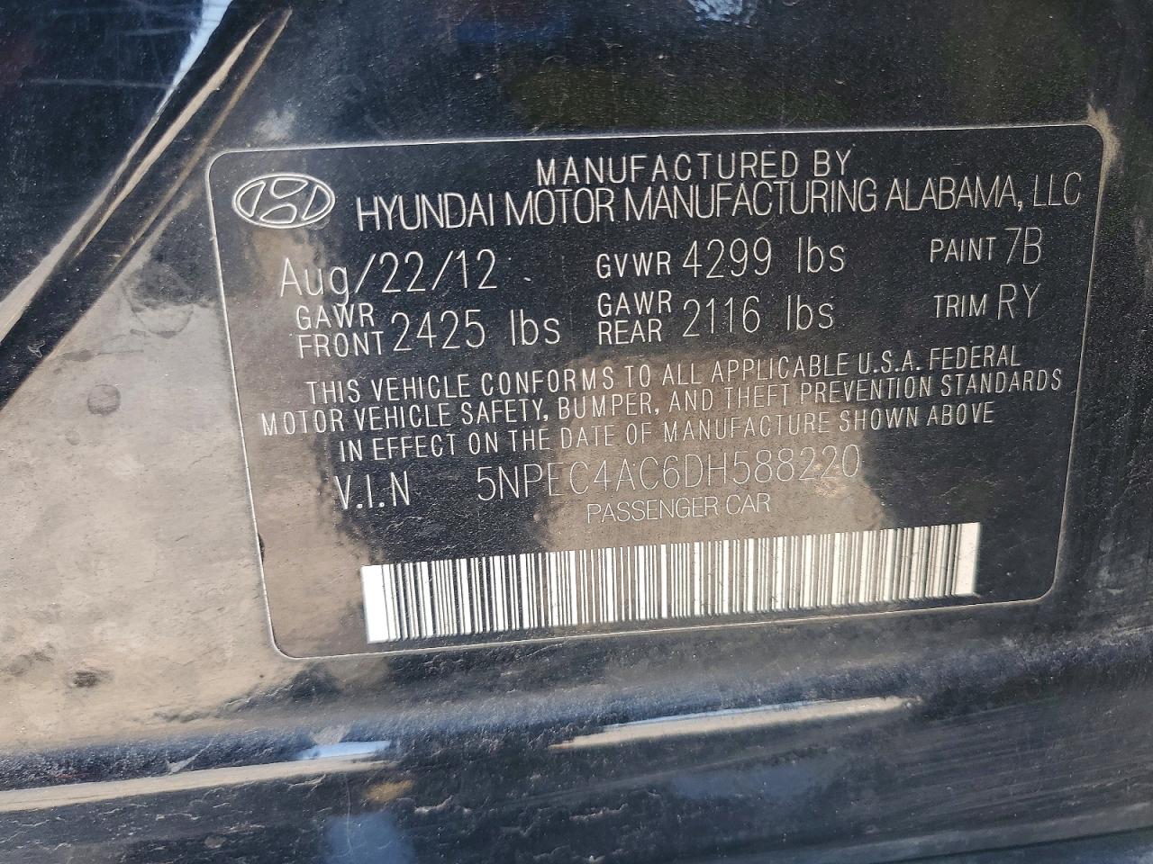 2013 Hyundai Sonata Limited Black vin: 5NPEC4AC6DH588220
