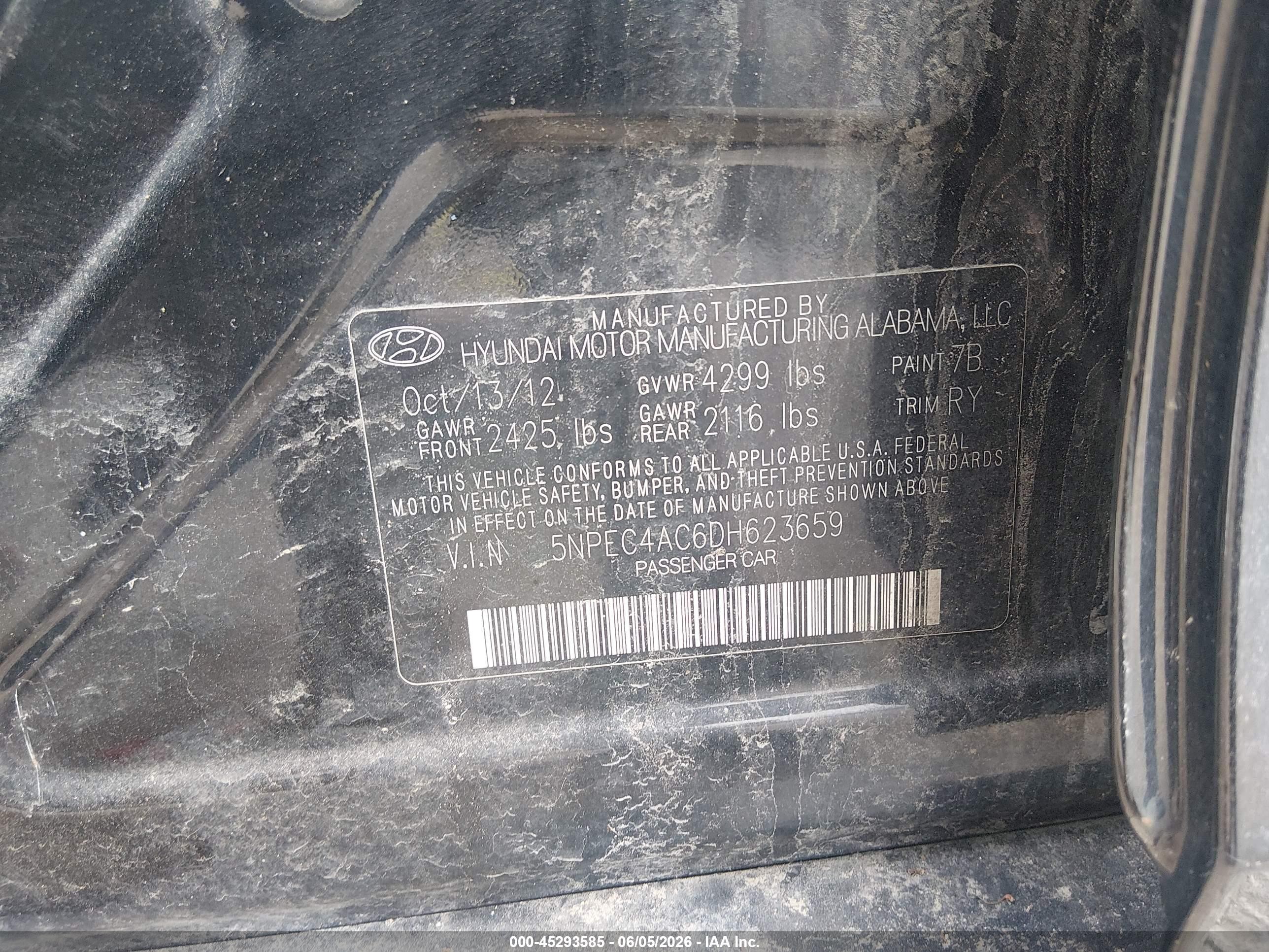 2013 Hyundai Sonata Se Black vin: 5NPEC4AC6DH623659