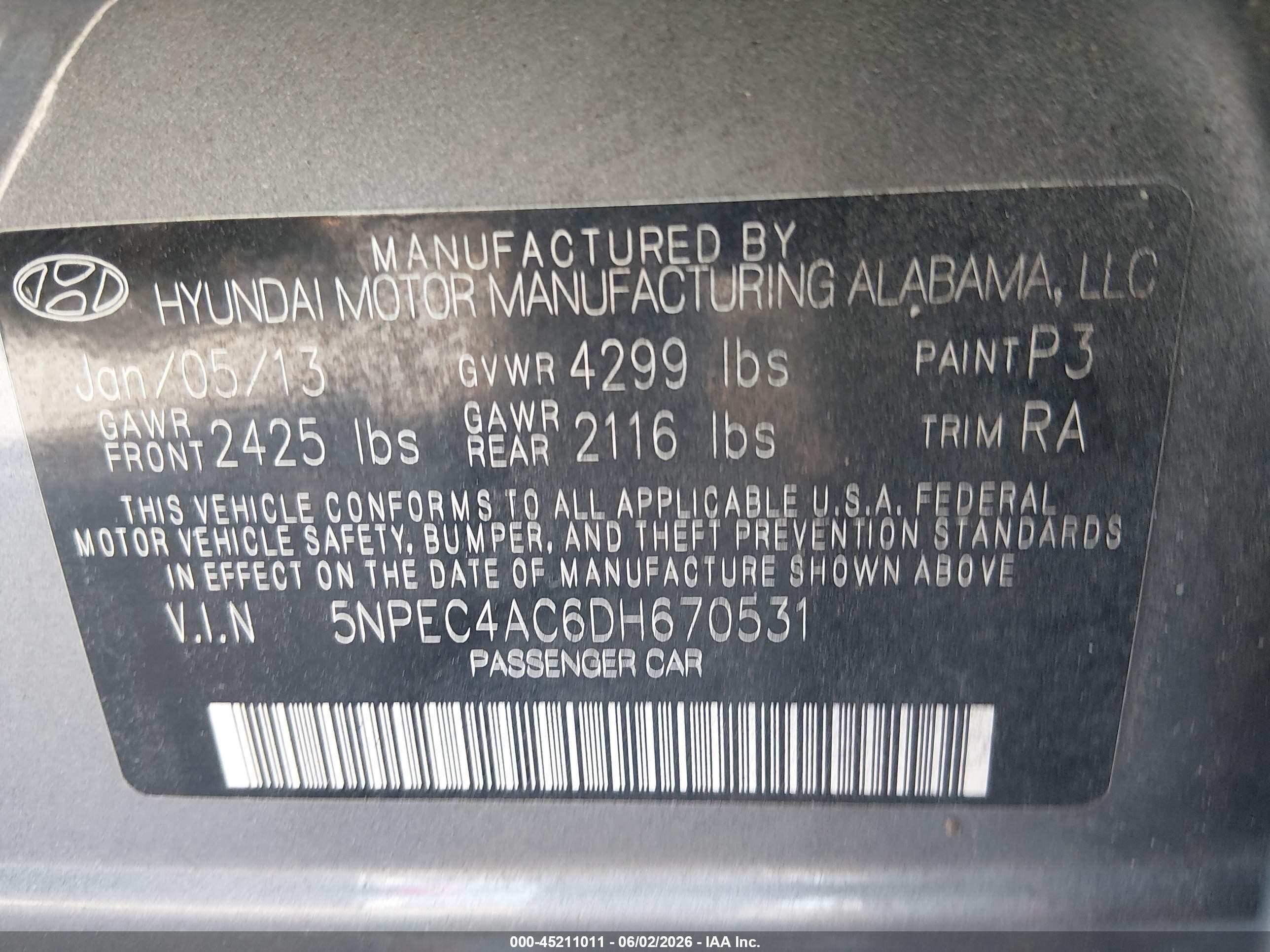 2013 Hyundai Sonata Limited Gray vin: 5NPEC4AC6DH670531
