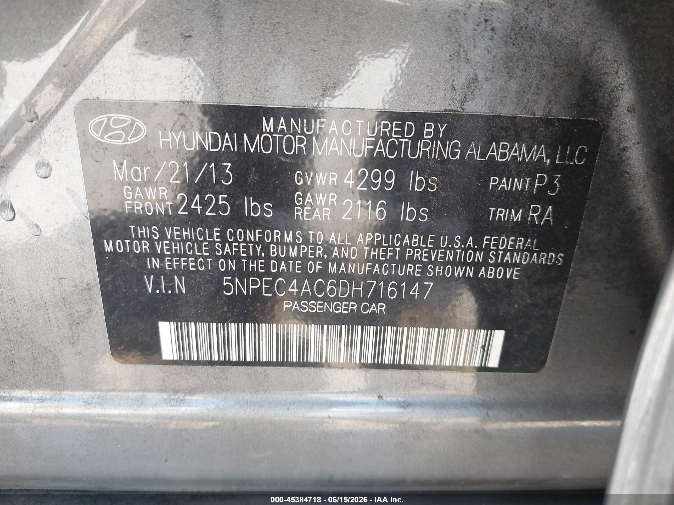 2013 Hyundai Sonata Limited Серый vin: 5NPEC4AC6DH716147
