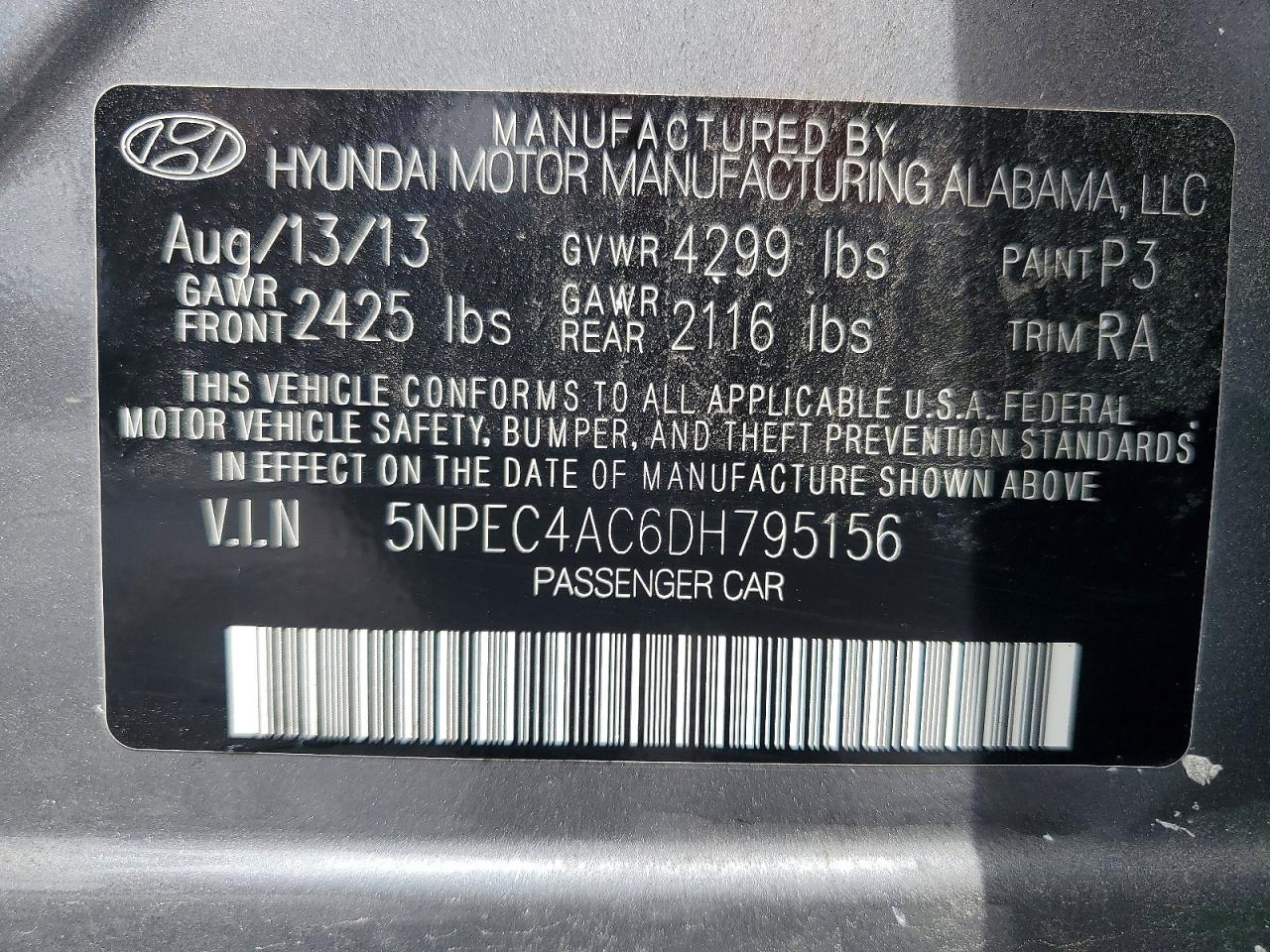 2013 Hyundai Sonata Limited Gray vin: 5NPEC4AC6DH795156