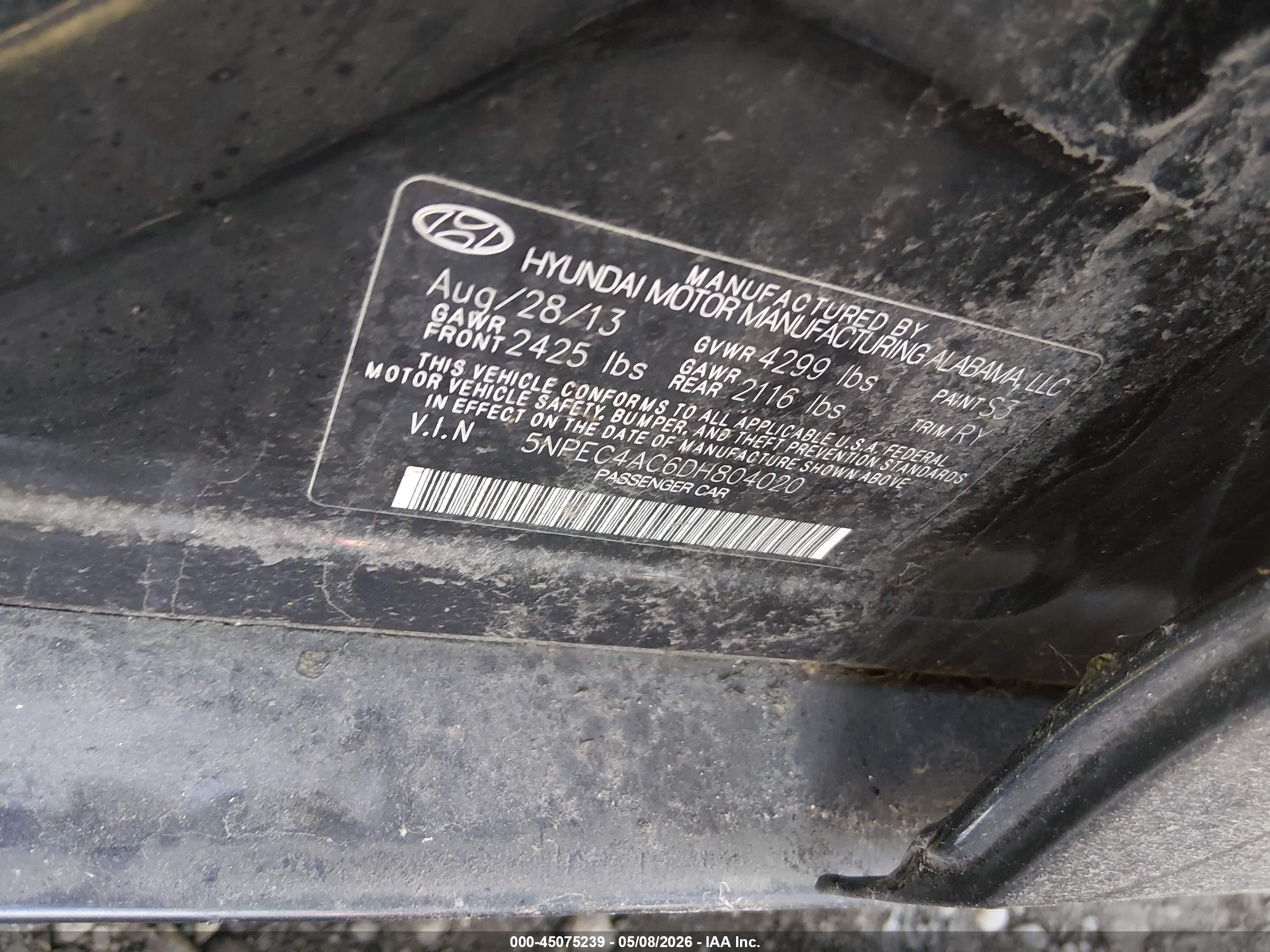 2013 Hyundai Sonata Se Black vin: 5NPEC4AC6DH804020
