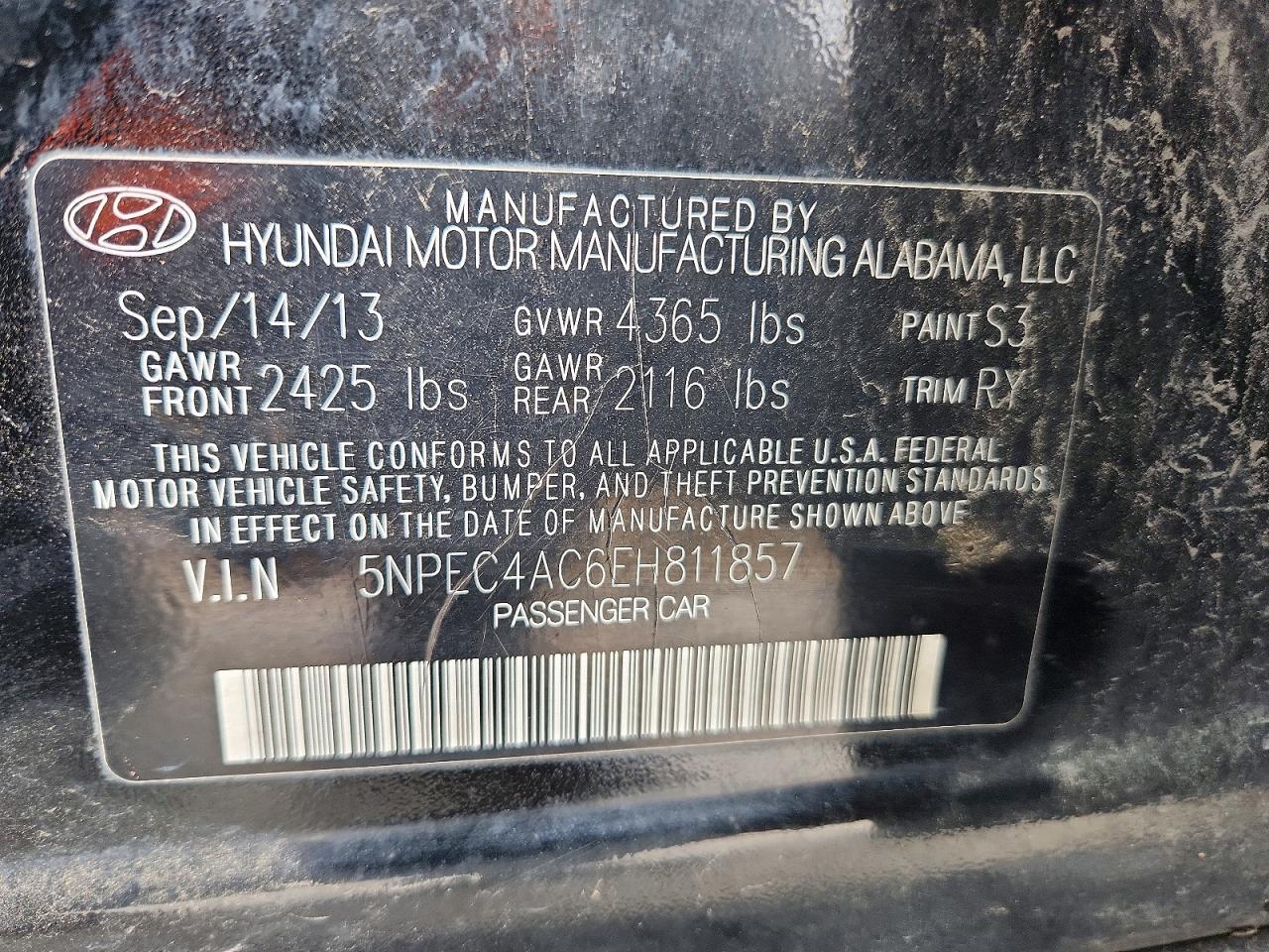 2014 Hyundai Sonata Se Черный vin: 5NPEC4AC6EH811857