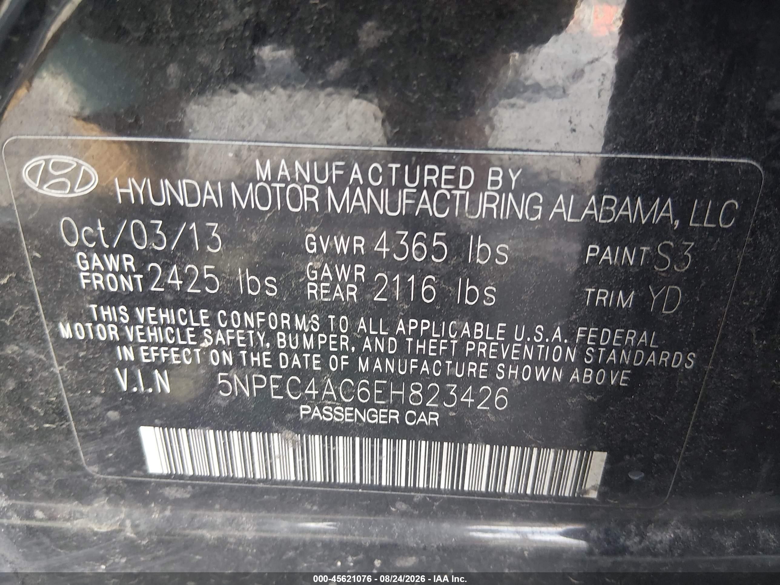 2014 Hyundai Sonata Limited Black vin: 5NPEC4AC6EH823426