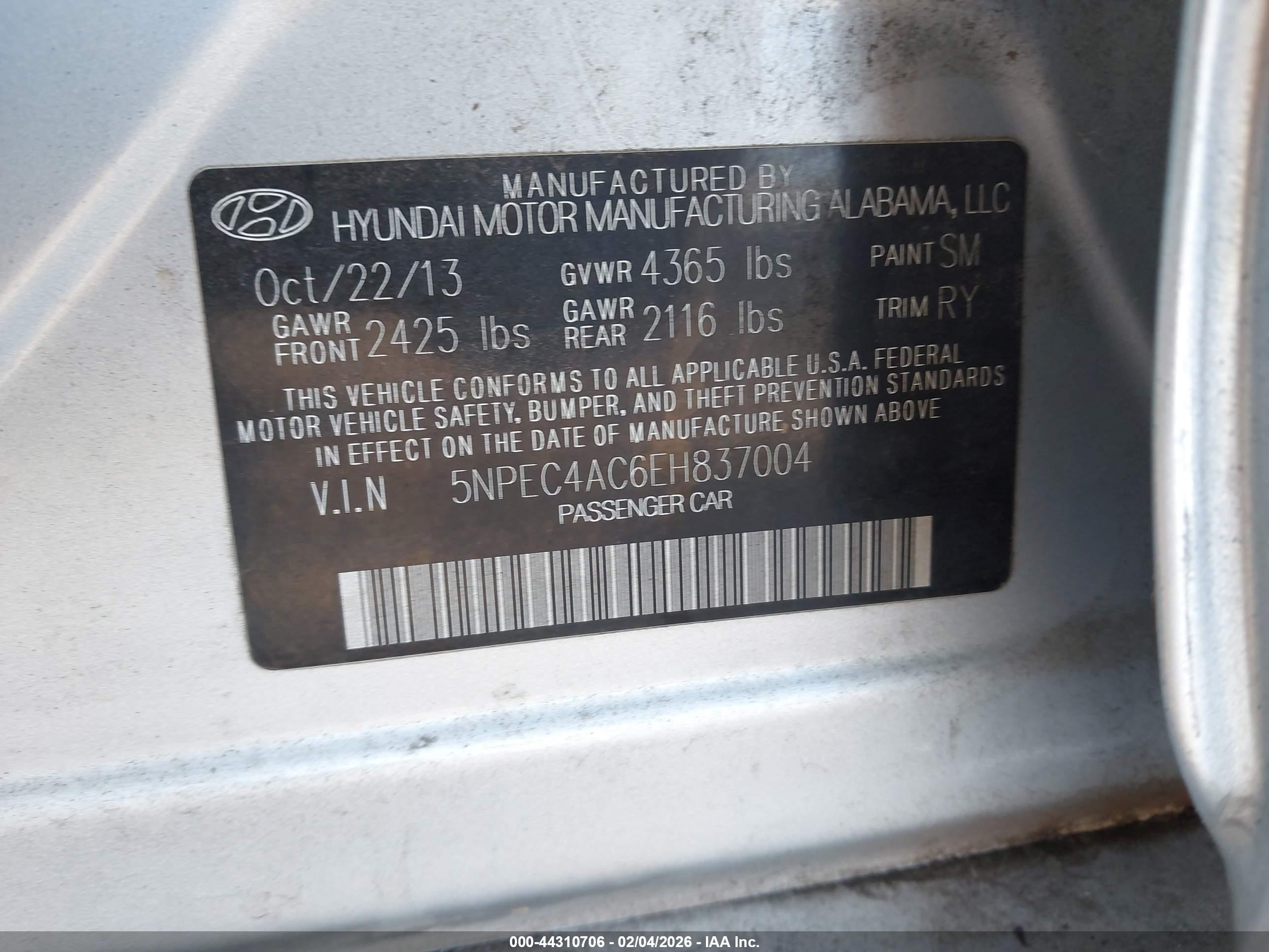 2014 Hyundai Sonata Limited Silver vin: 5NPEC4AC6EH837004
